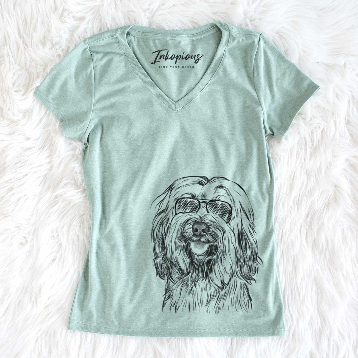 Aviator Rime the Tibetan Terrier - Women's V-neck Shirt