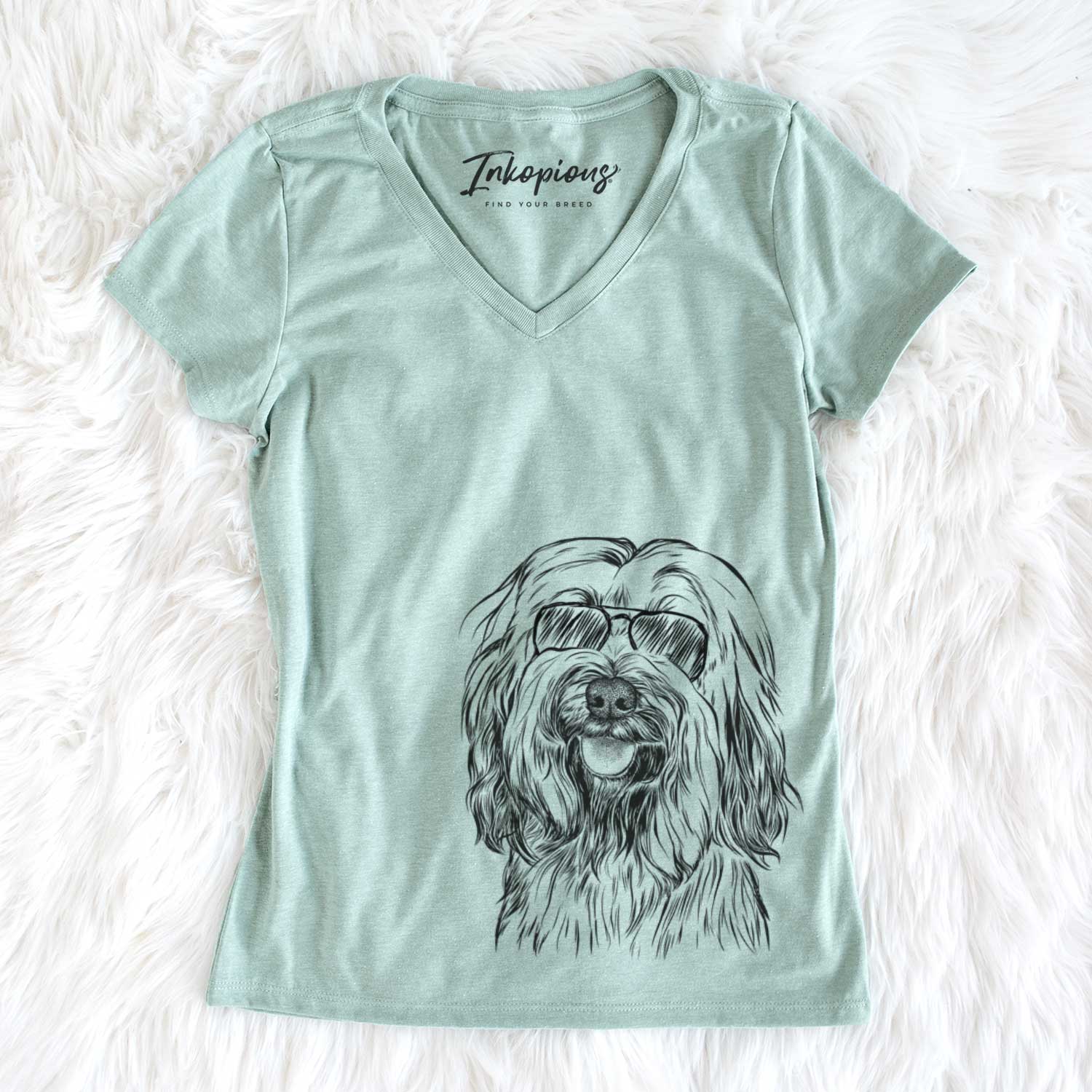 Aviator Rime the Tibetan Terrier - Women's V-neck Shirt