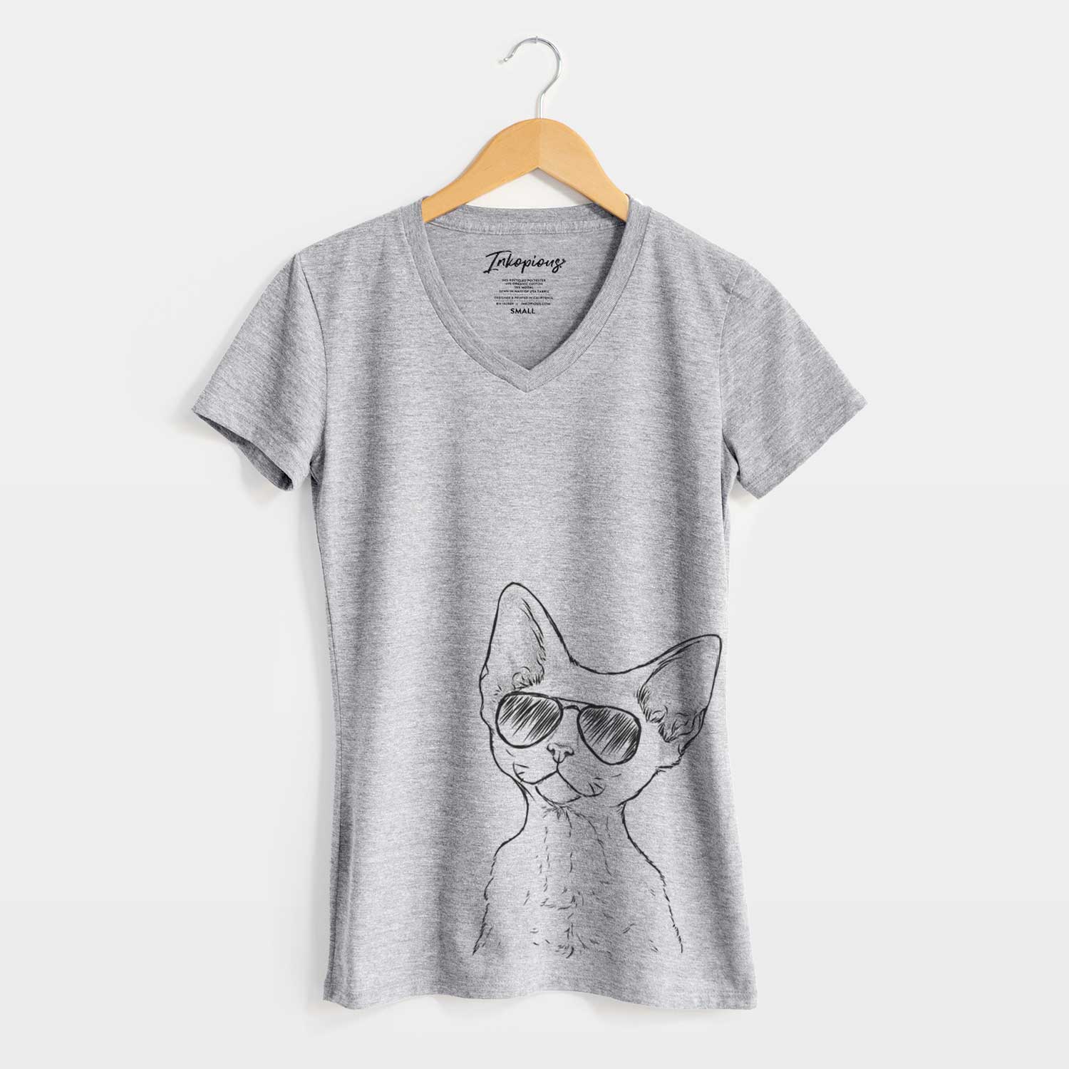 Aviator Ripley the Devon Rex Cat - Women's V-neck Shirt