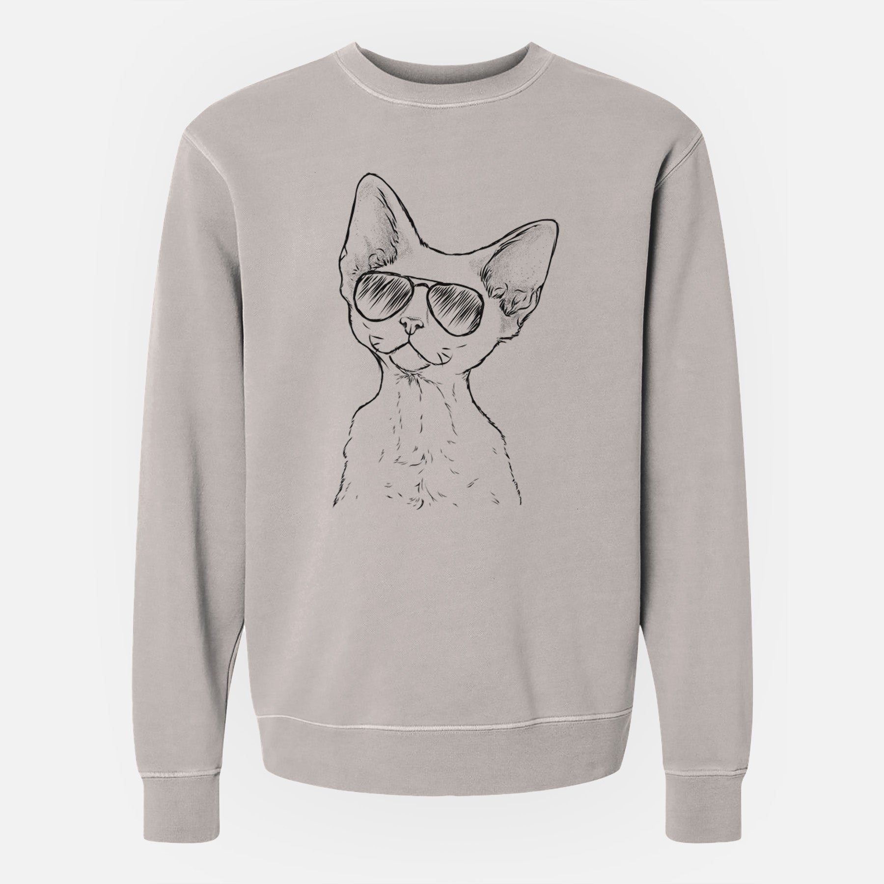 Aviator Ripley the Devon Rex Cat - Unisex Pigment Dyed Crew Sweatshirt