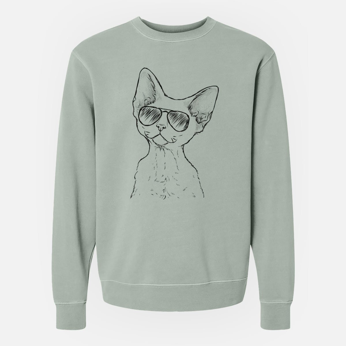 Aviator Ripley the Devon Rex Cat - Unisex Pigment Dyed Crew Sweatshirt
