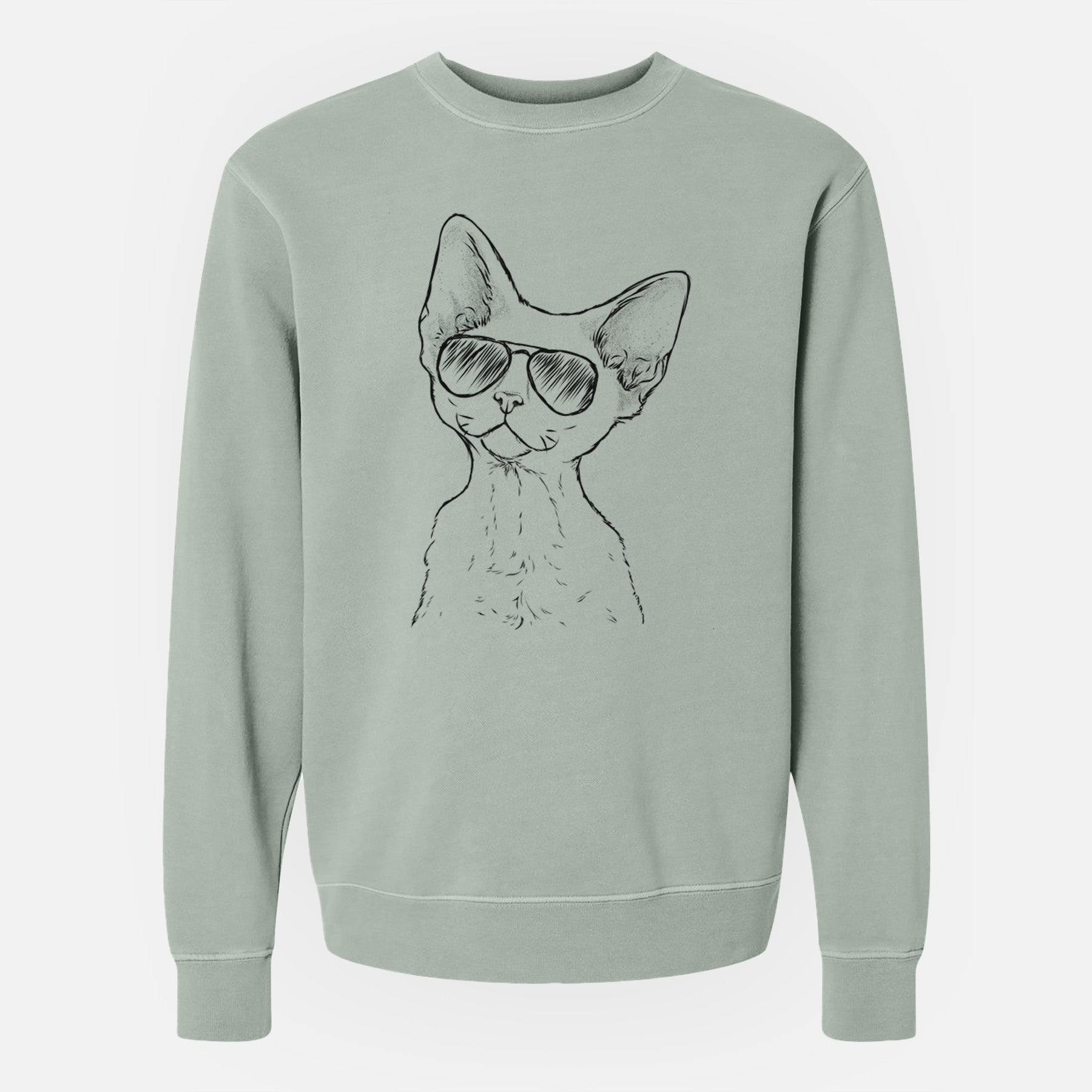 Aviator Ripley the Devon Rex Cat - Unisex Pigment Dyed Crew Sweatshirt