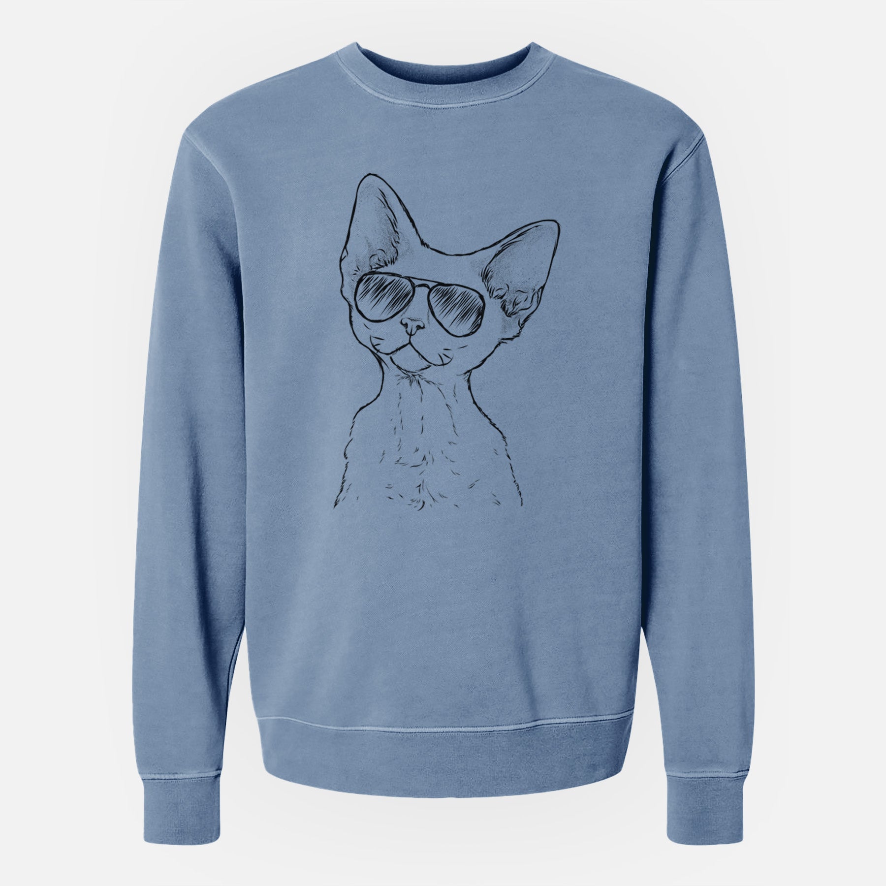 Aviator Ripley the Devon Rex Cat - Unisex Pigment Dyed Crew Sweatshirt