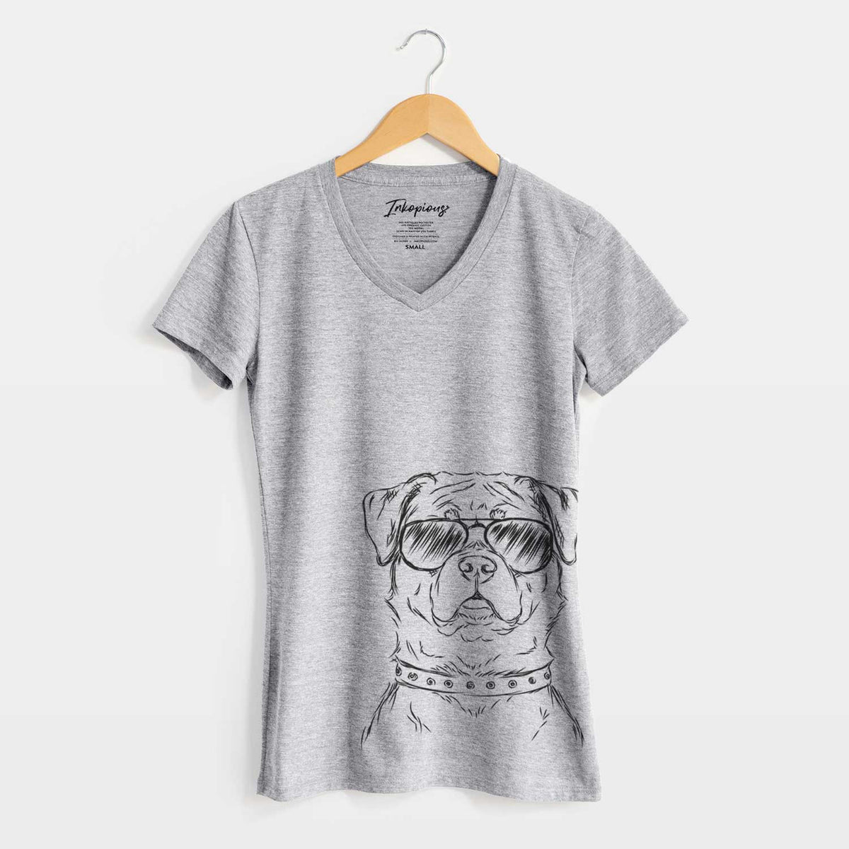 Aviator Rocky the Rottweiler - Women&#39;s V-neck Shirt