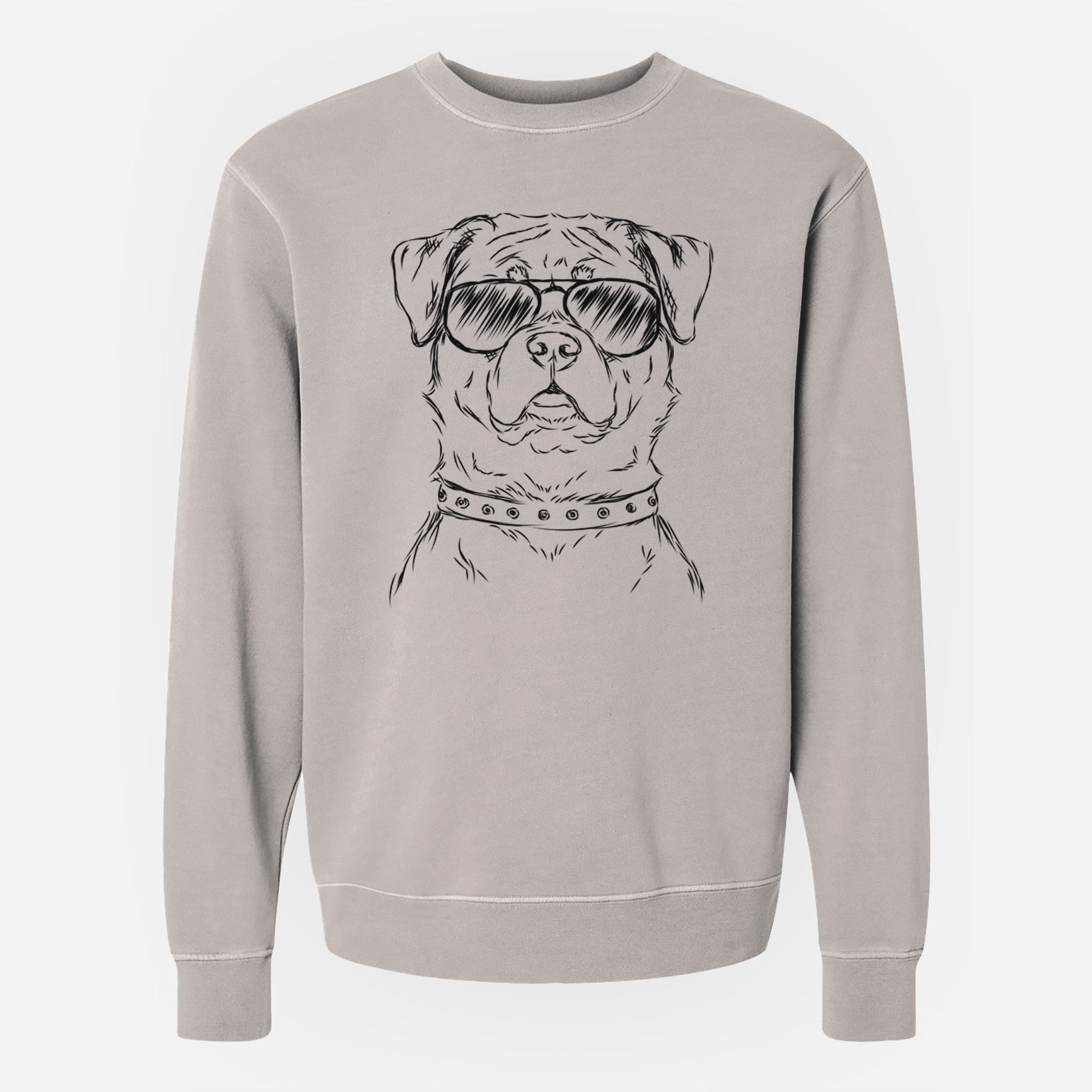 Aviator Rocky the Rottweiler - Unisex Pigment Dyed Crew Sweatshirt