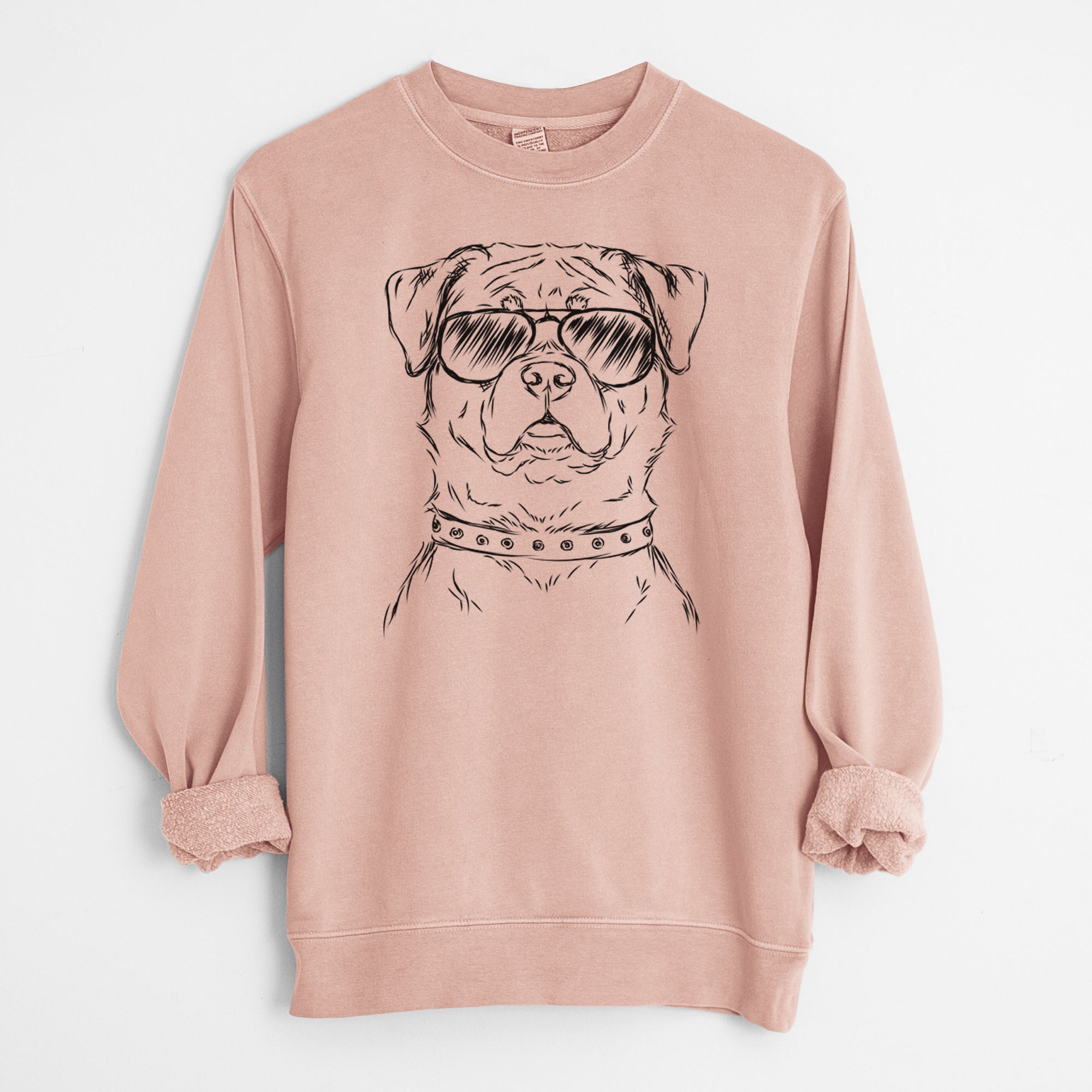 Aviator Rocky the Rottweiler - Unisex Pigment Dyed Crew Sweatshirt