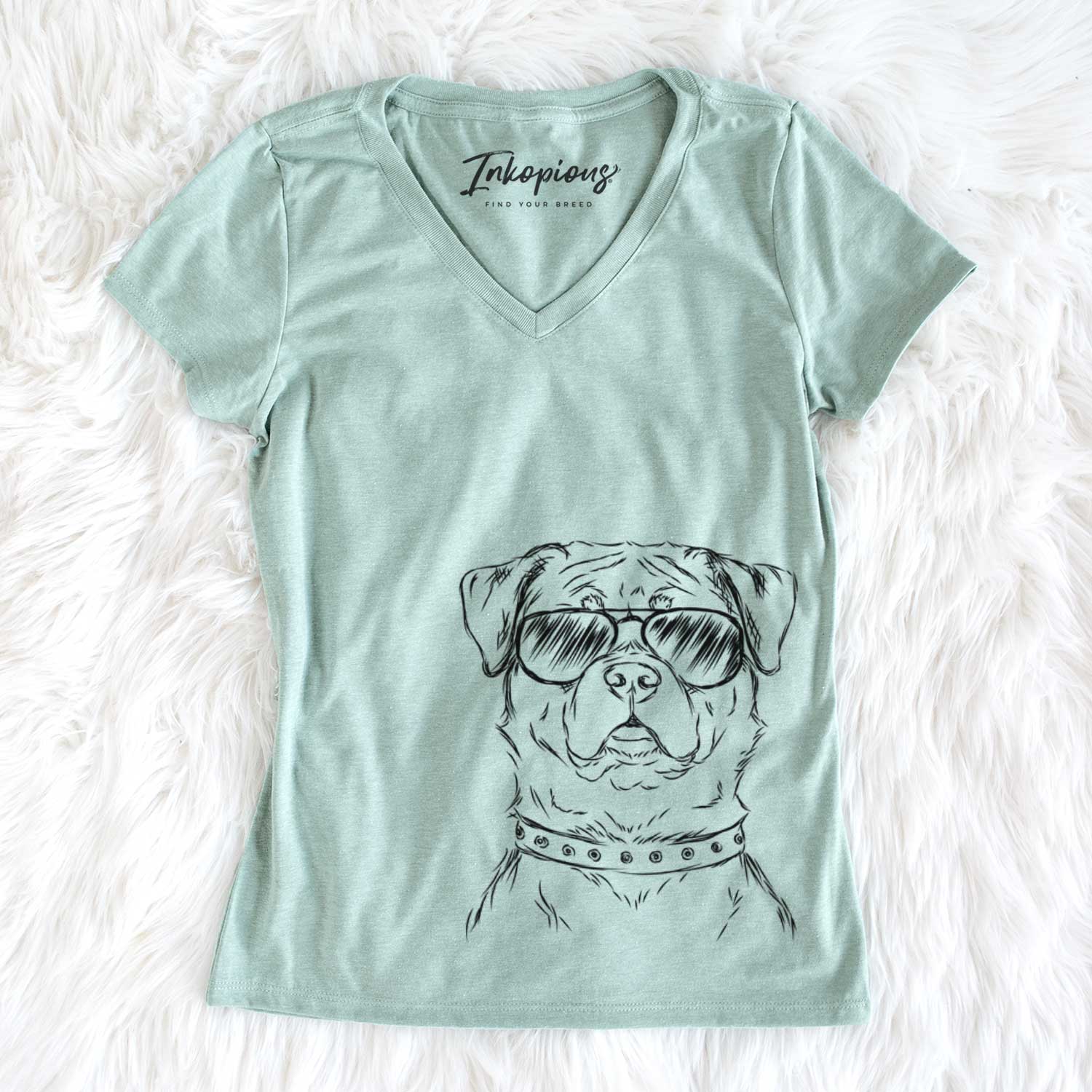 Aviator Rocky the Rottweiler - Women's V-neck Shirt