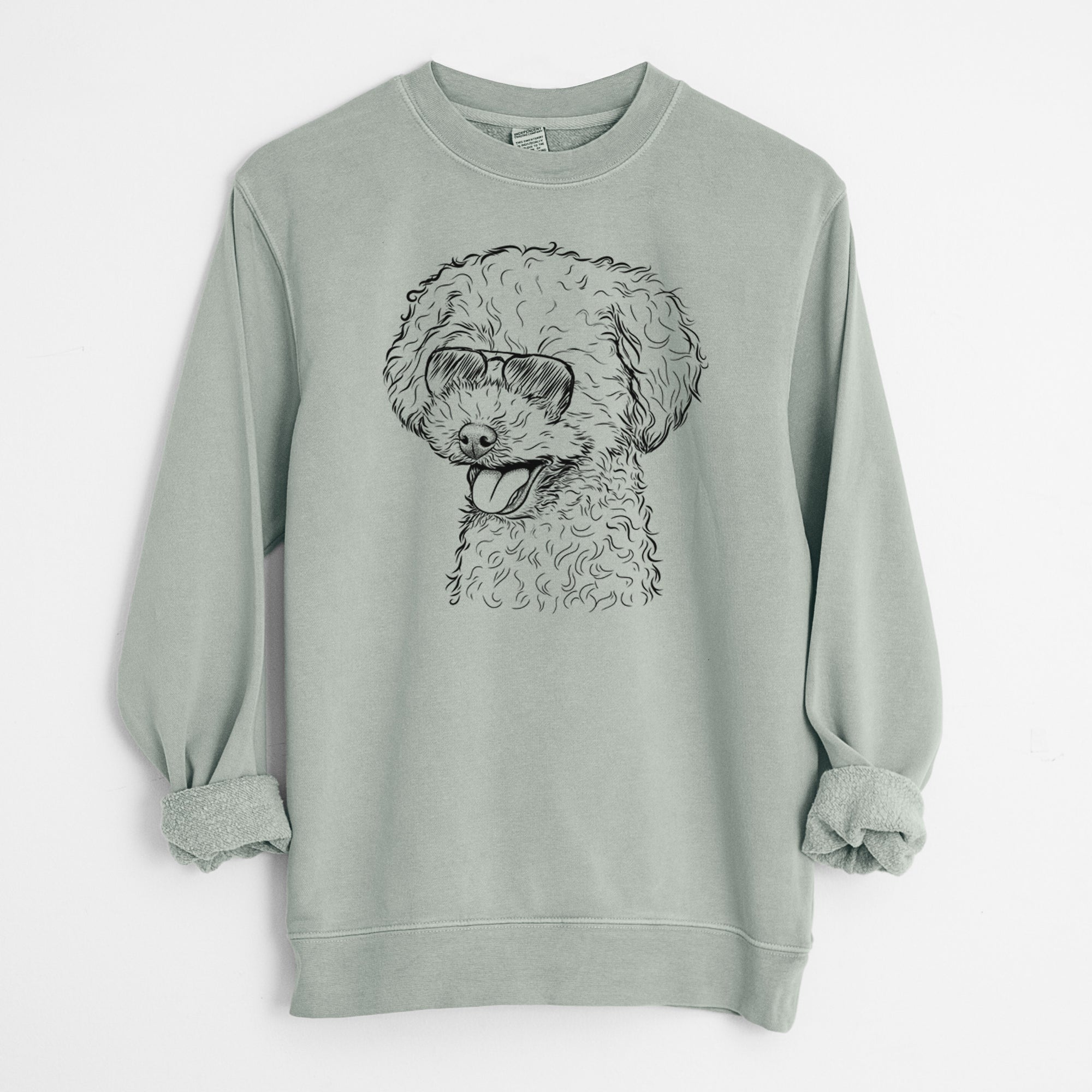 Aviator Rocky the Teacup Poodle - Unisex Pigment Dyed Crew Sweatshirt