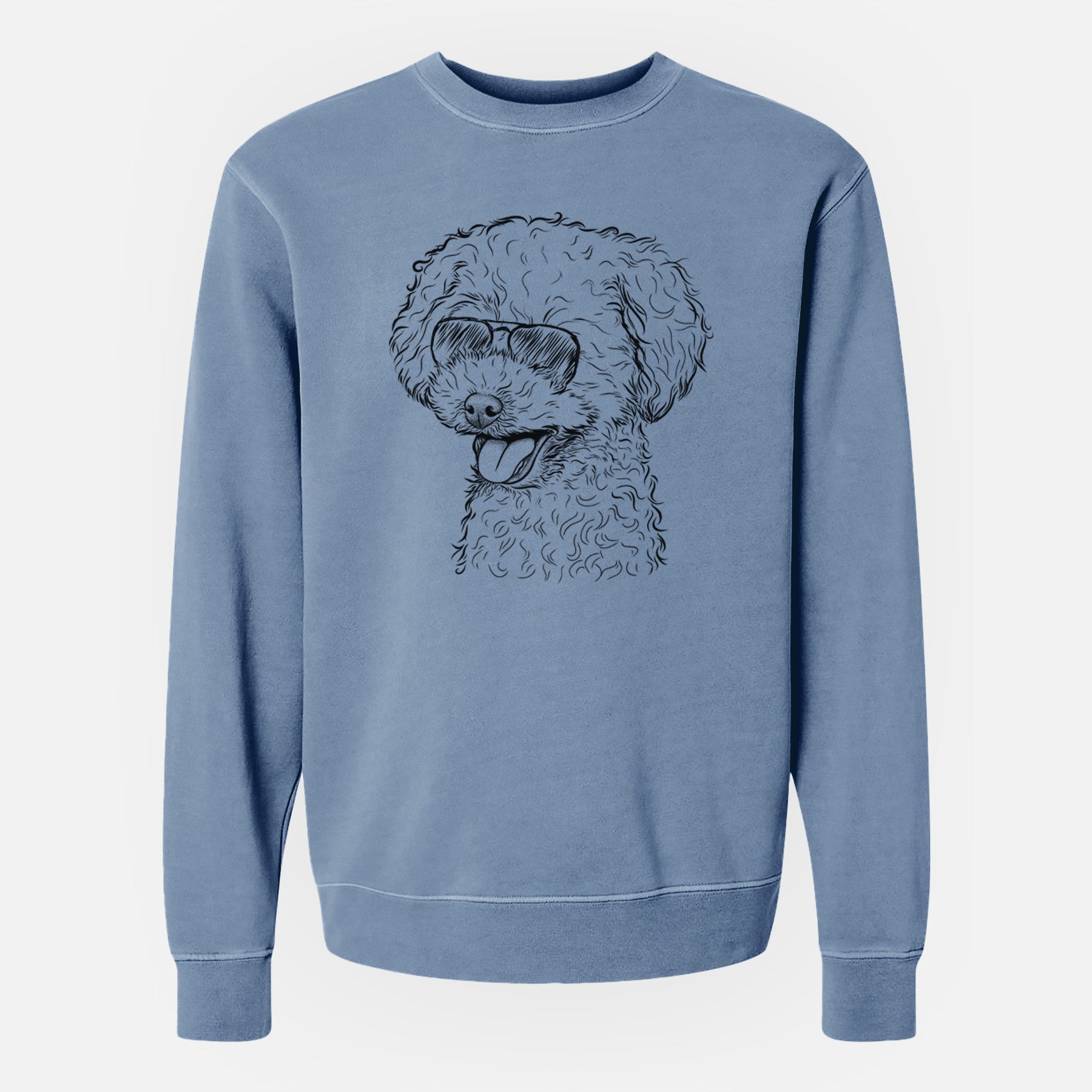 Aviator Rocky the Teacup Poodle - Unisex Pigment Dyed Crew Sweatshirt