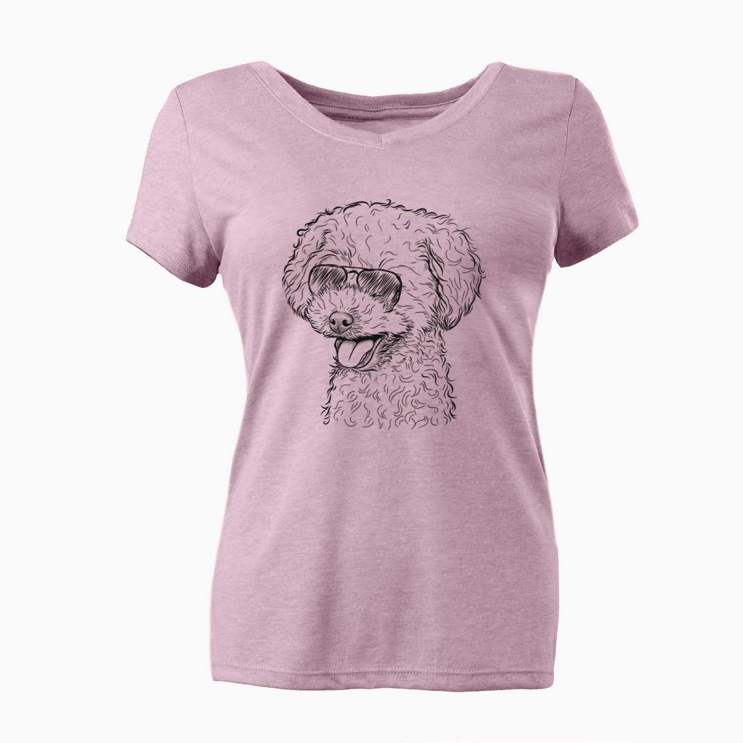 Aviator Rocky the Teacup Poodle - Women's V-neck Shirt