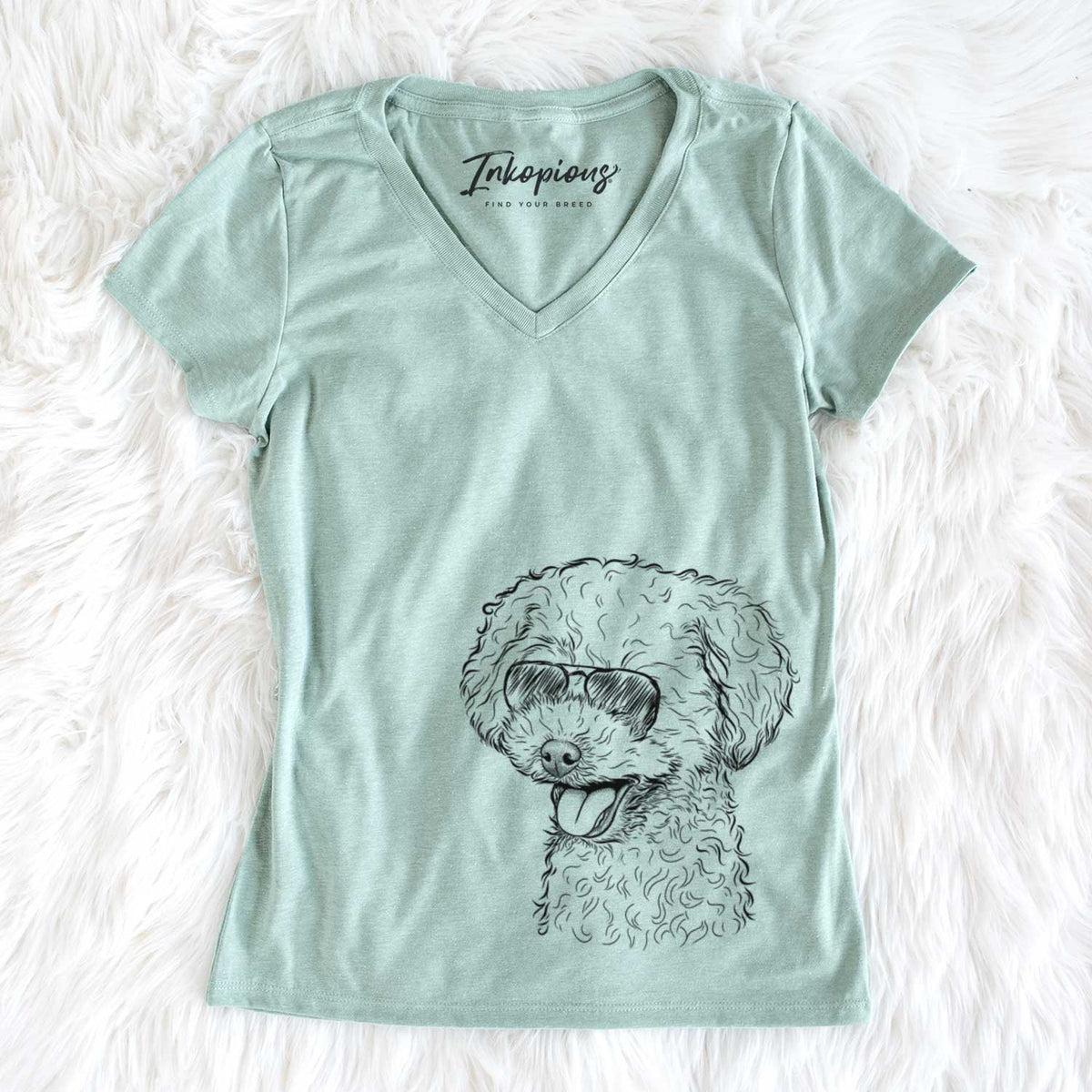 Aviator Rocky the Teacup Poodle - Women's V-neck Shirt