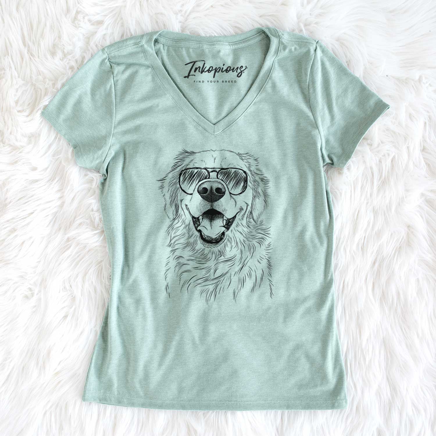 Aviator Roger the Golden Retriever - Women's V-neck Shirt