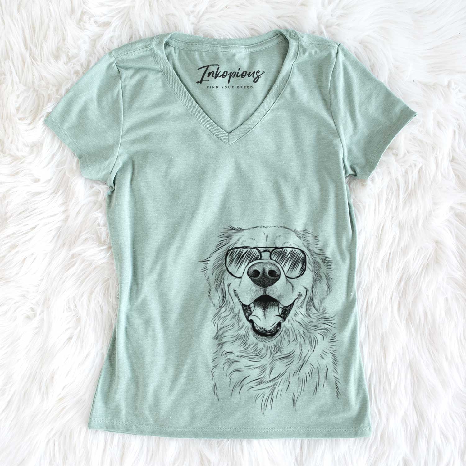 Aviator Roger the Golden Retriever - Women's V-neck Shirt