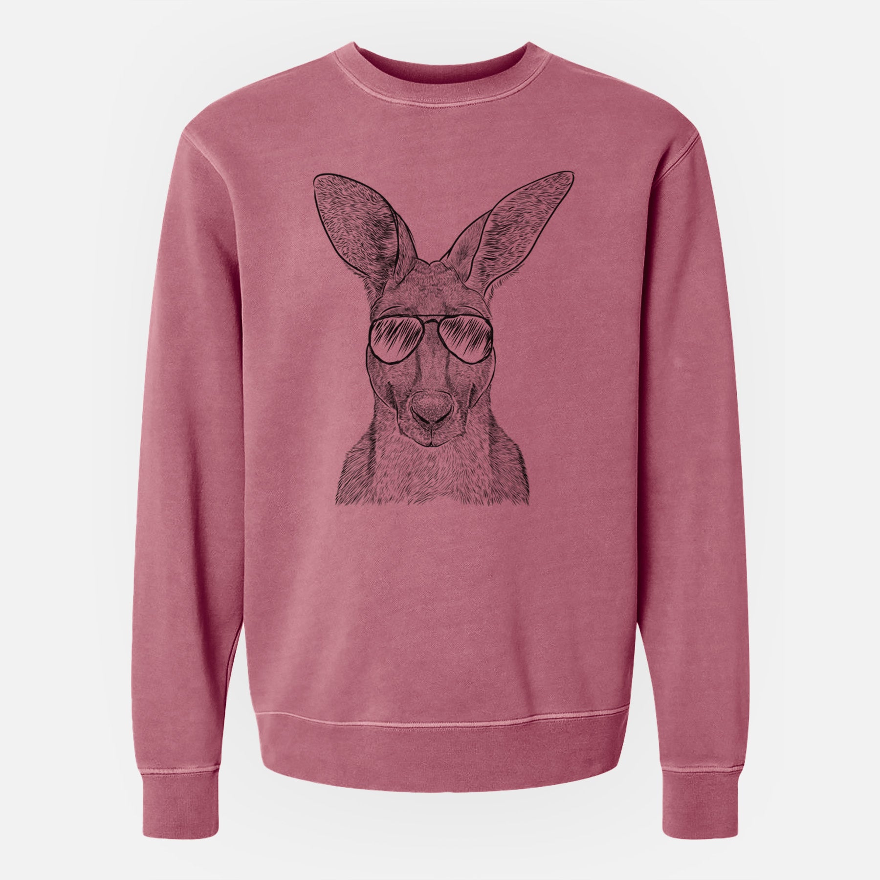 Aviator Roger the Red Kangaroo - Unisex Pigment Dyed Crew Sweatshirt