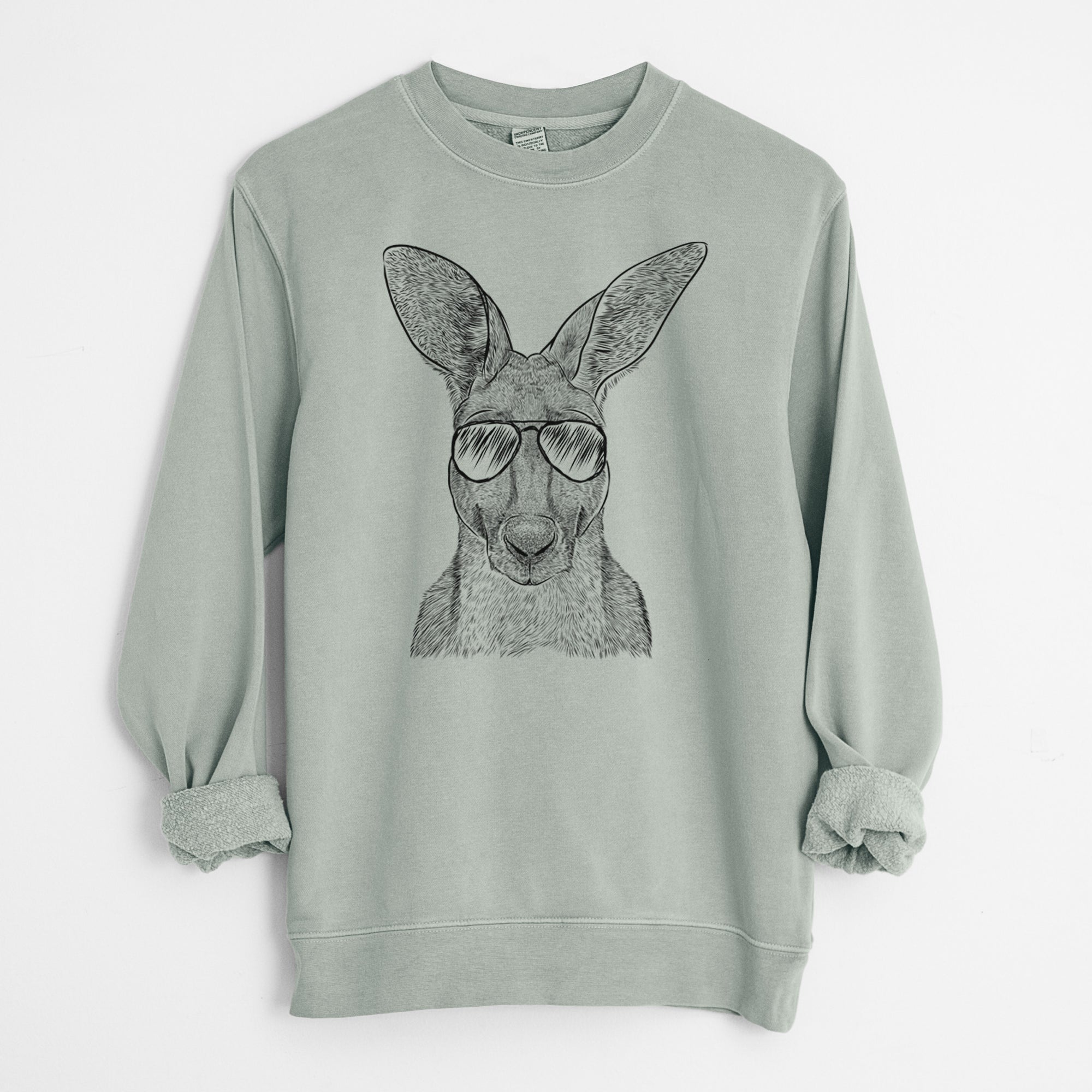 Aviator Roger the Red Kangaroo - Unisex Pigment Dyed Crew Sweatshirt