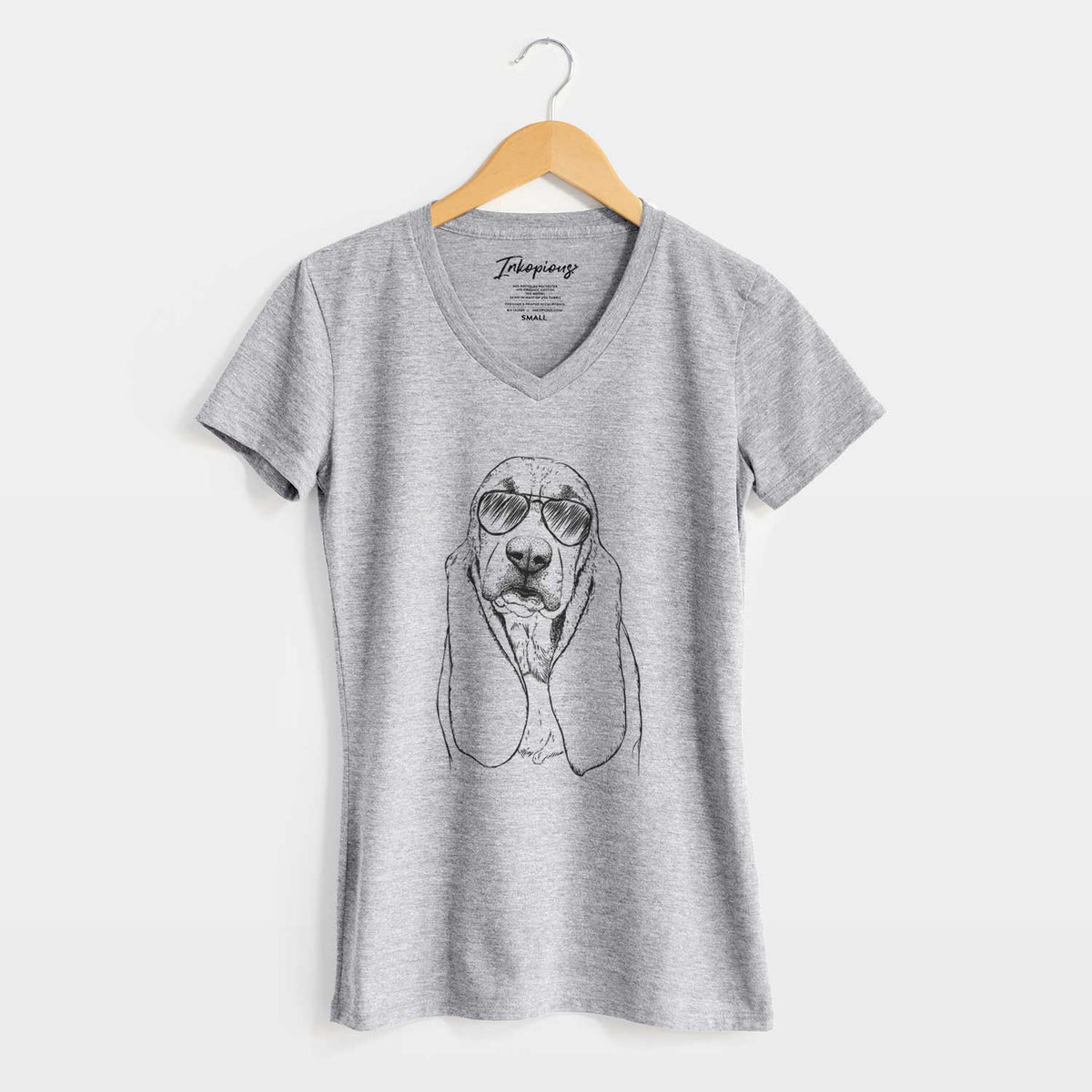 Aviator Rolo the Basset Hound - Women's V-neck Shirt