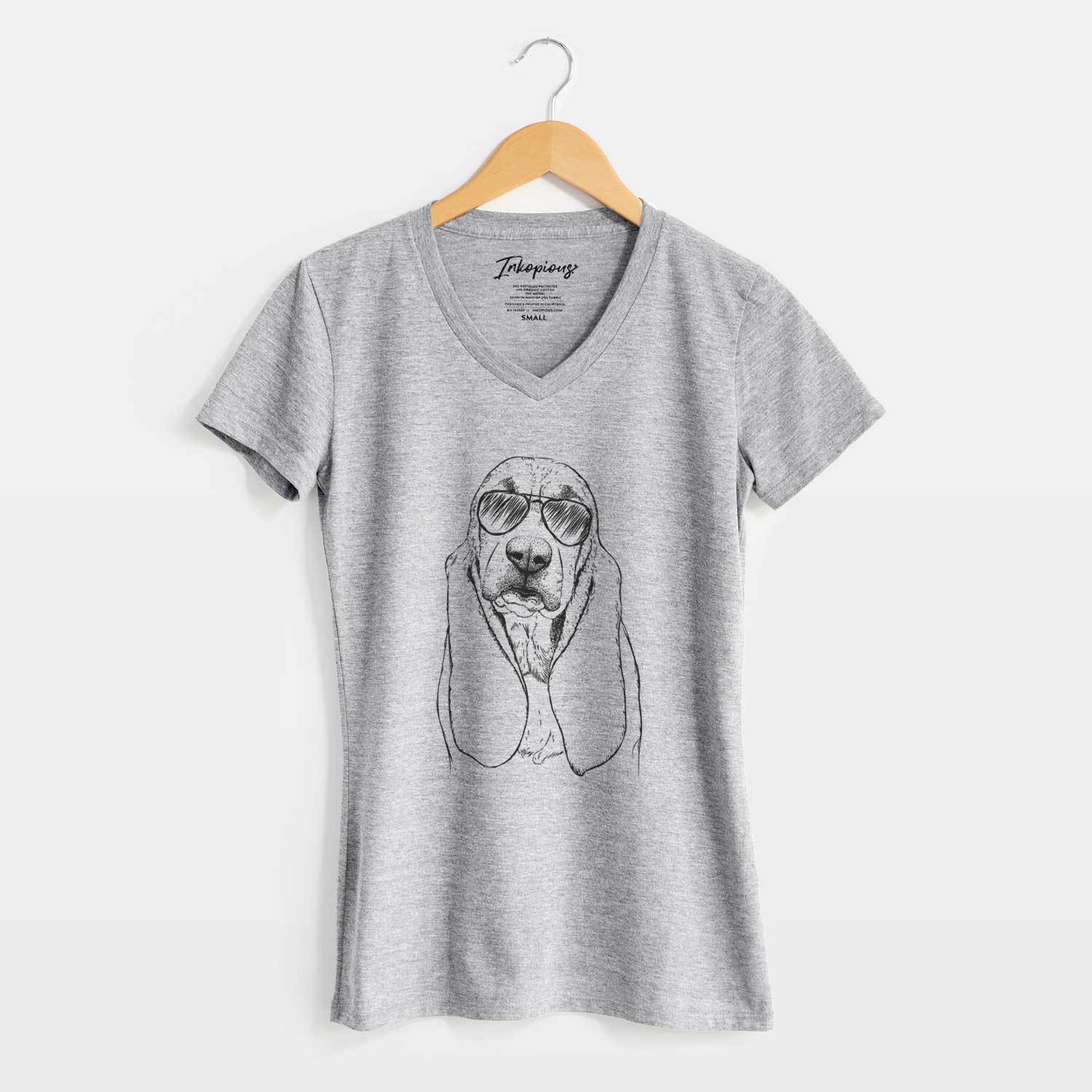 Aviator Rolo the Basset Hound - Women's V-neck Shirt