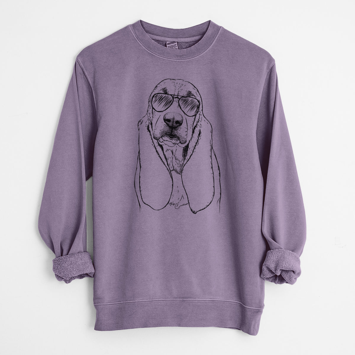 Aviator Rolo the Basset Hound - Unisex Pigment Dyed Crew Sweatshirt
