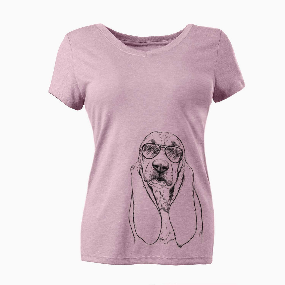 Aviator Rolo the Basset Hound - Women's V-neck Shirt