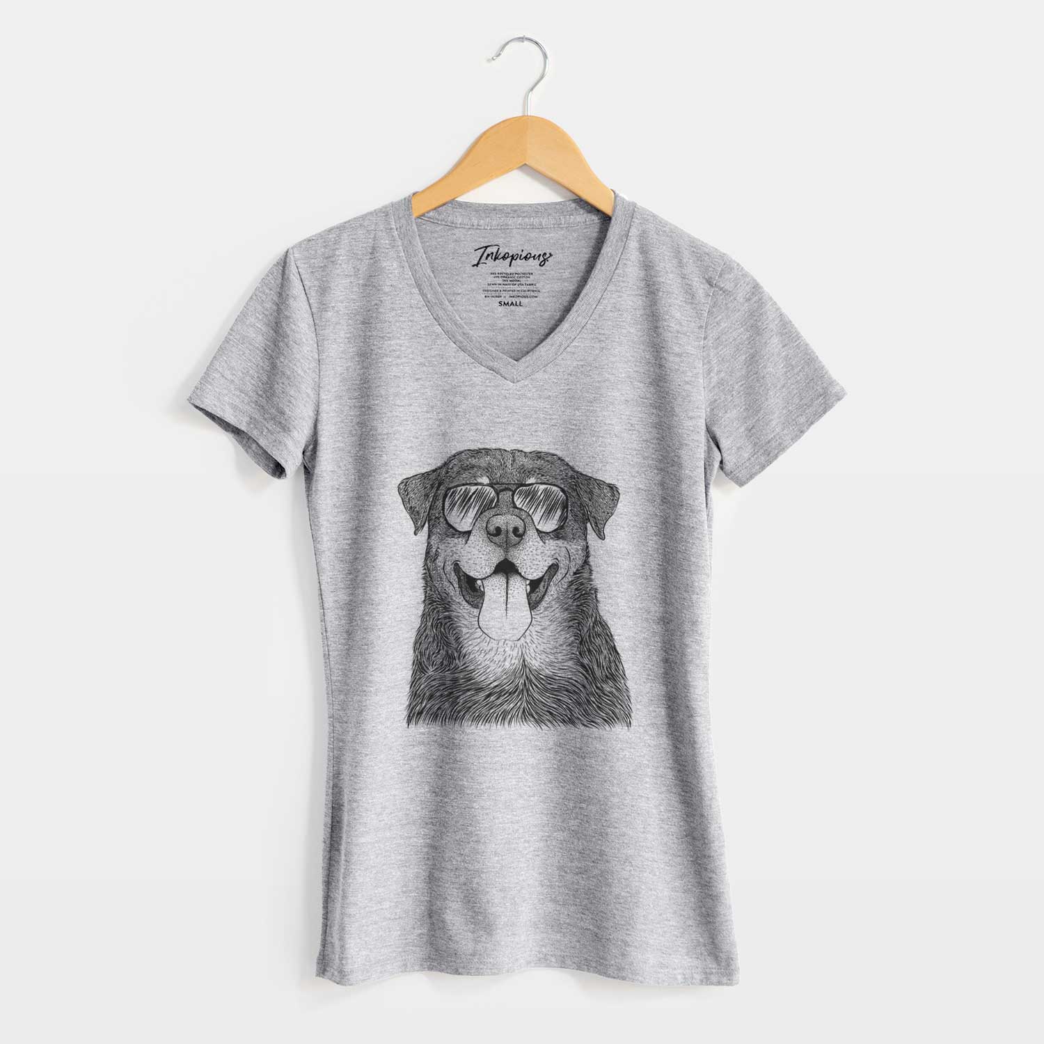 Aviator Romeo the Rottweiler - Women's V-neck Shirt