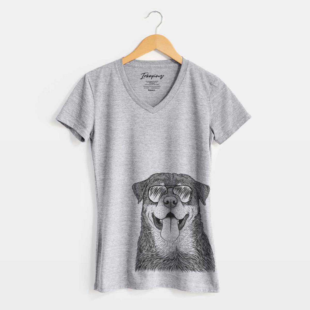 Aviator Romeo the Rottweiler - Women&#39;s V-neck Shirt