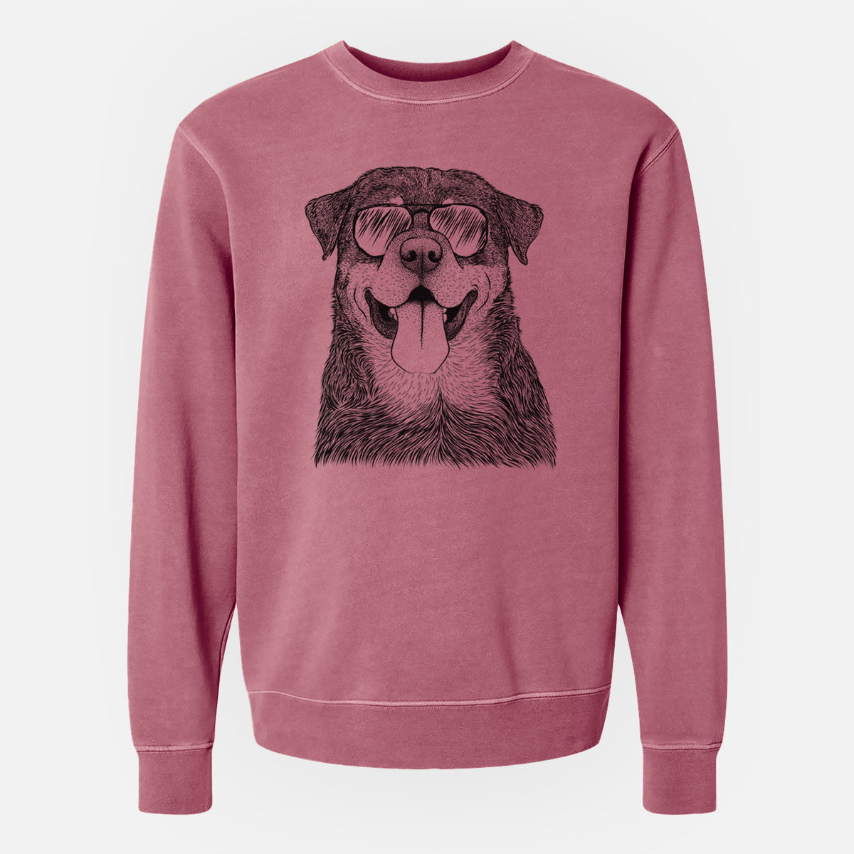 Aviator Romeo the Rottweiler - Unisex Pigment Dyed Crew Sweatshirt