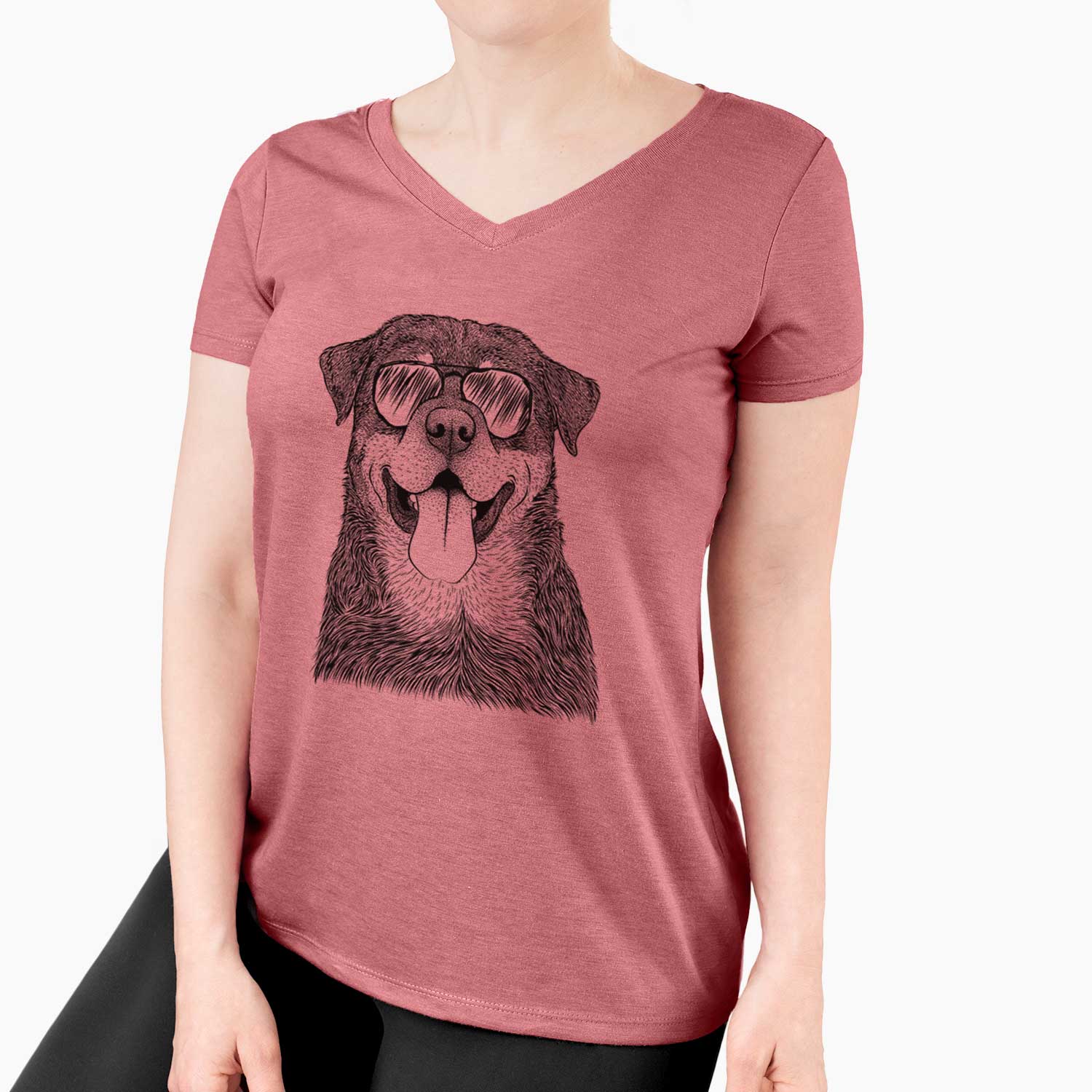 Aviator Romeo the Rottweiler - Women's V-neck Shirt