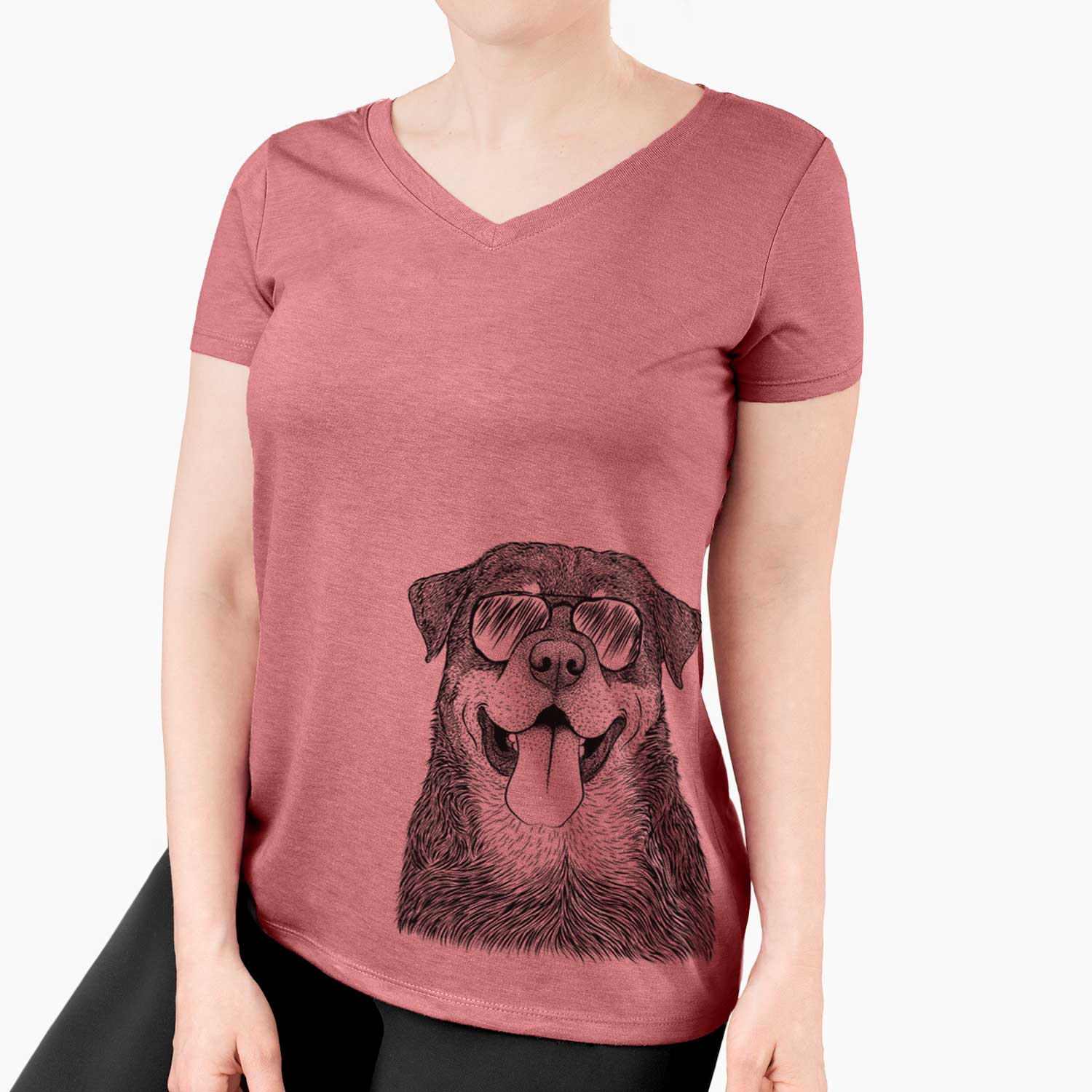 Aviator Romeo the Rottweiler - Women's V-neck Shirt