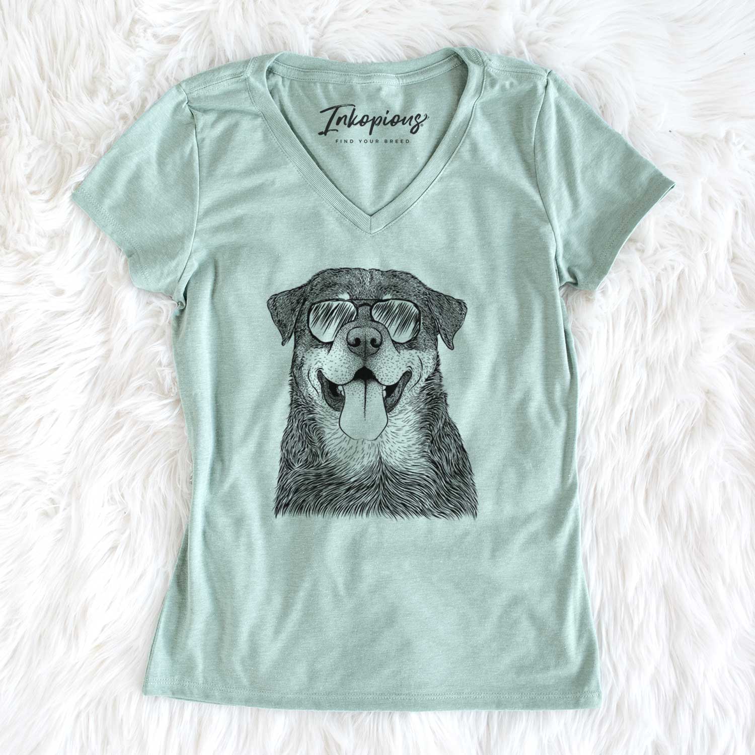 Aviator Romeo the Rottweiler - Women's V-neck Shirt