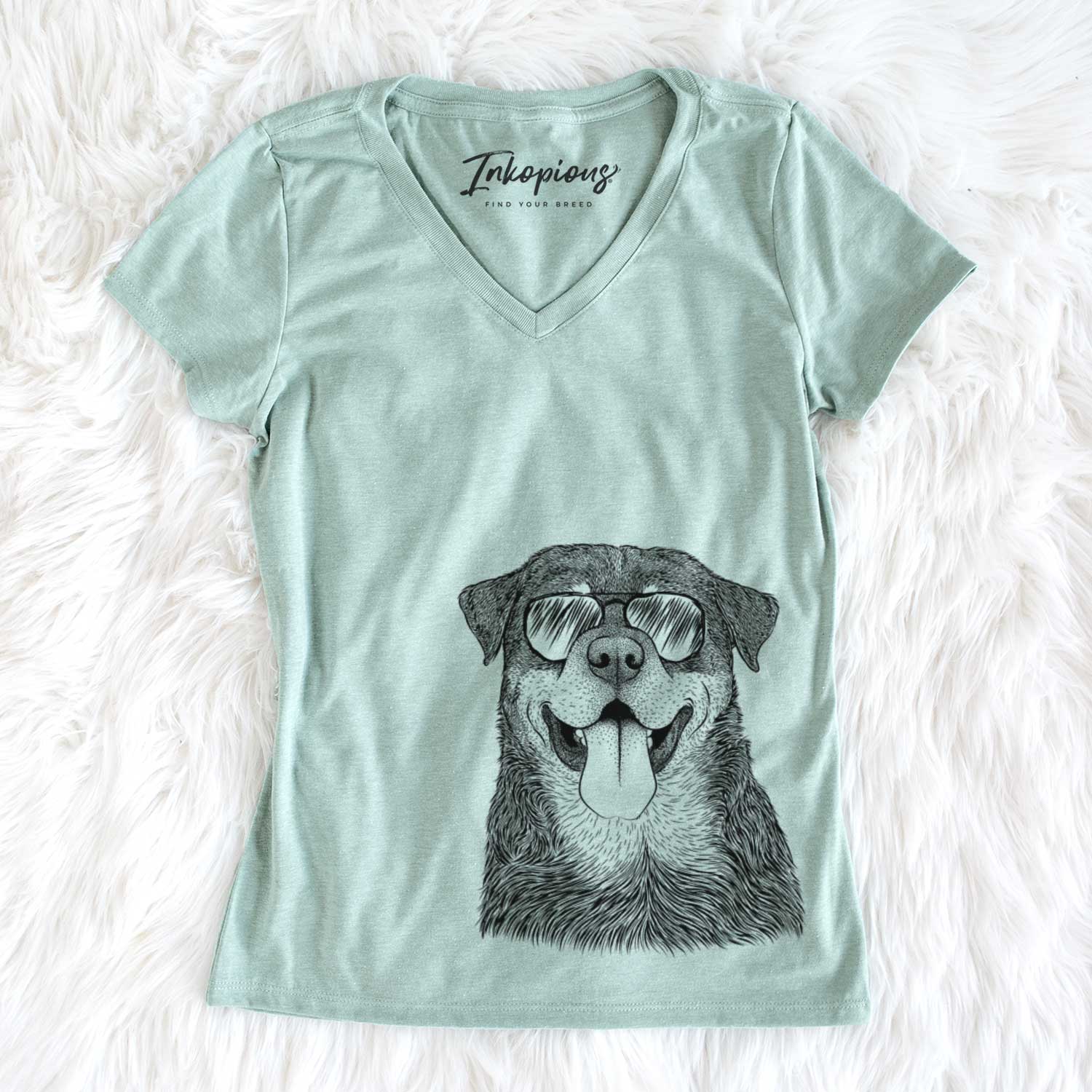 Aviator Romeo the Rottweiler - Women's V-neck Shirt