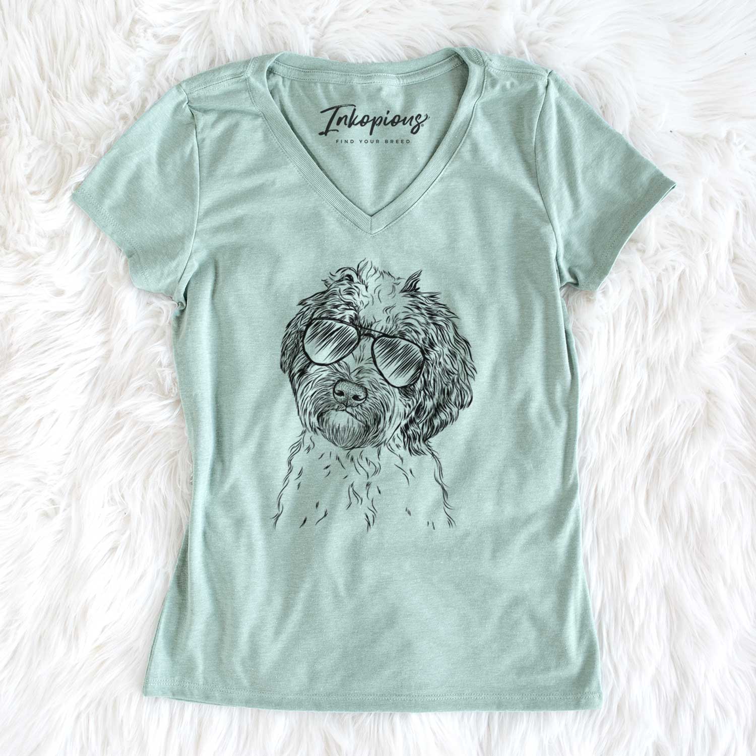 Aviator Rooney the Aussiedoodle - Women's V-neck Shirt