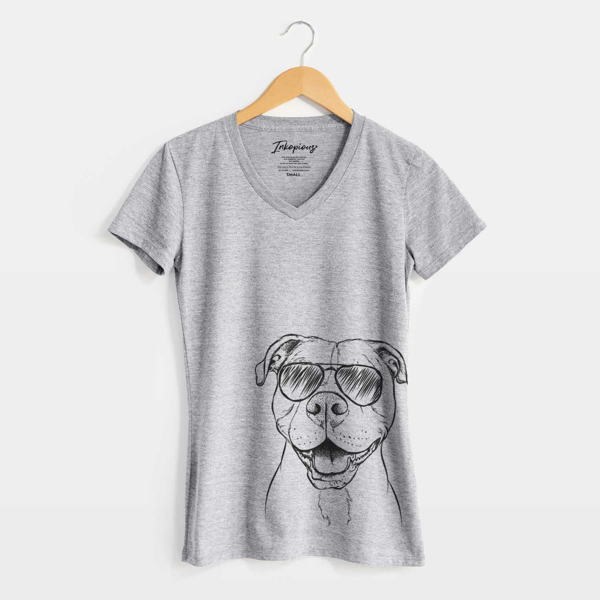 Aviator Roscoe the Pitbull - Women&#39;s V-neck Shirt