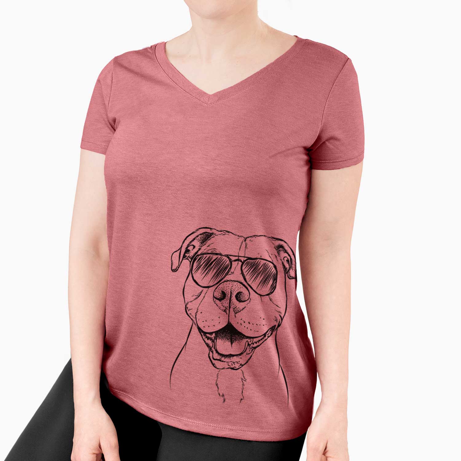 Aviator Roscoe the Pitbull - Women's V-neck Shirt