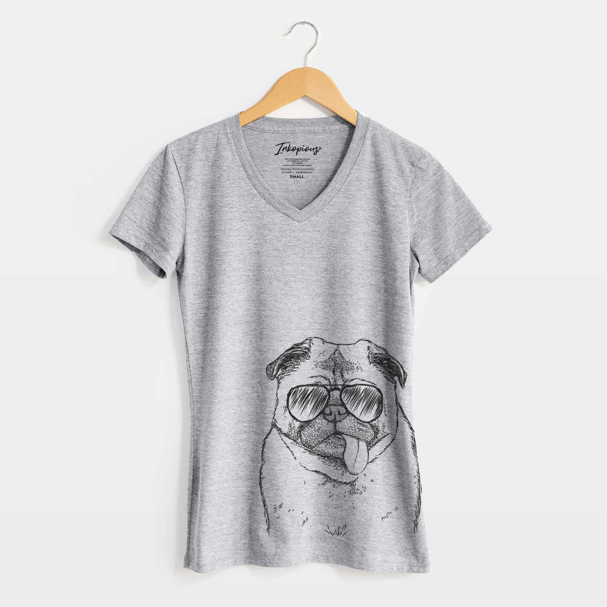 Aviator Rosie the Pug - Women&#39;s V-neck Shirt