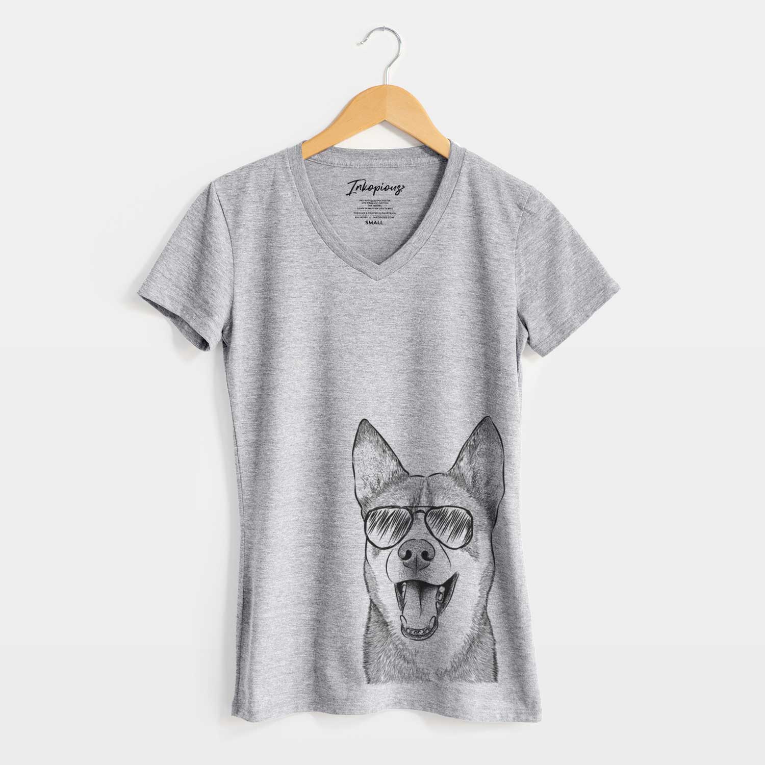 Aviator Roux the Siberian Husky - Women's V-neck Shirt