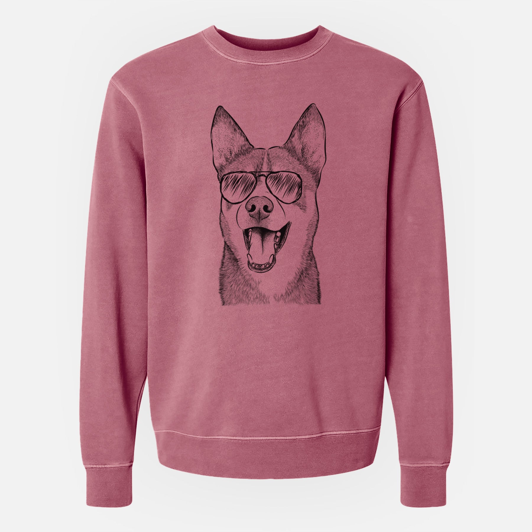 Aviator Roux the Siberian Husky - Unisex Pigment Dyed Crew Sweatshirt