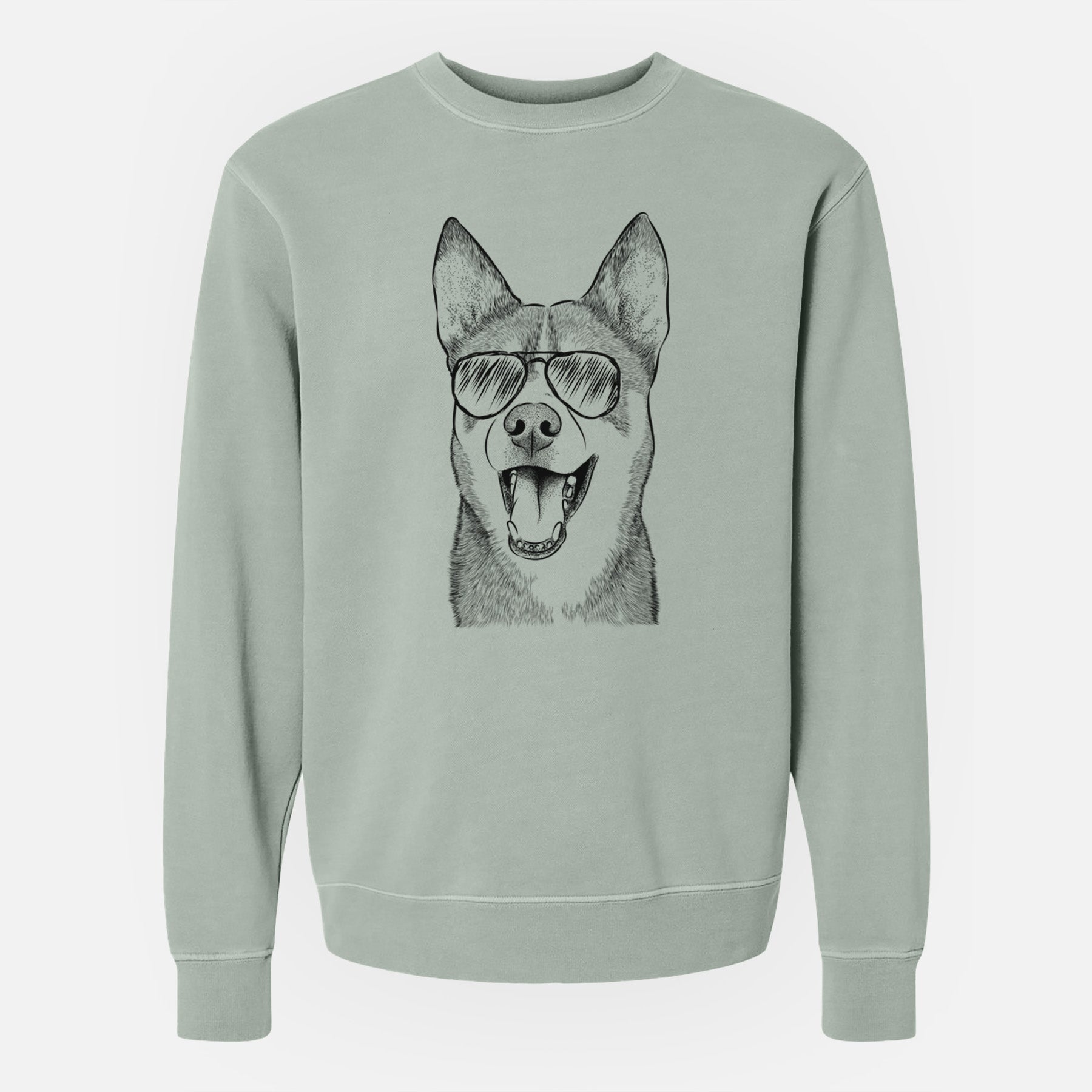 Aviator Roux the Siberian Husky - Unisex Pigment Dyed Crew Sweatshirt