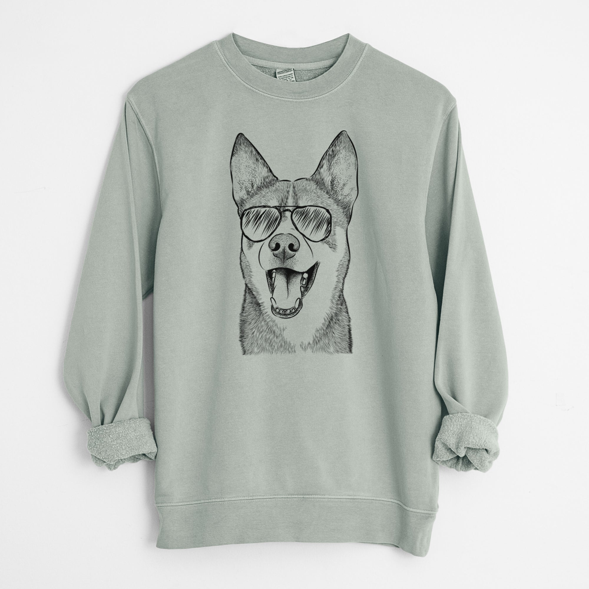 Aviator Roux the Siberian Husky - Unisex Pigment Dyed Crew Sweatshirt