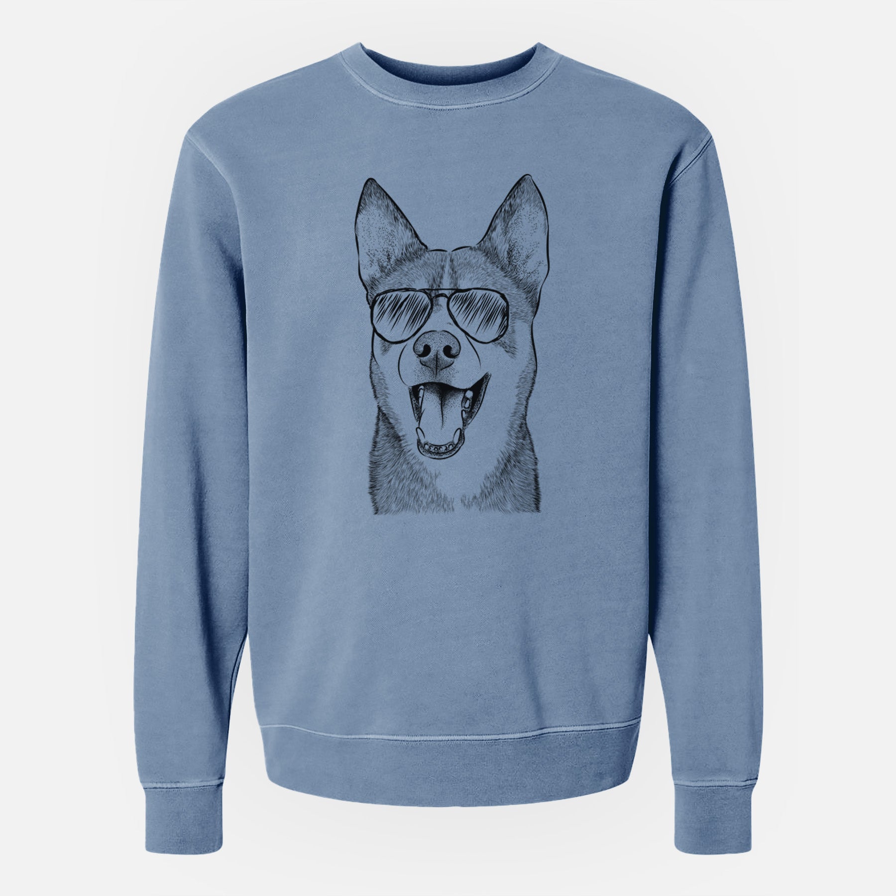 Aviator Roux the Siberian Husky - Unisex Pigment Dyed Crew Sweatshirt