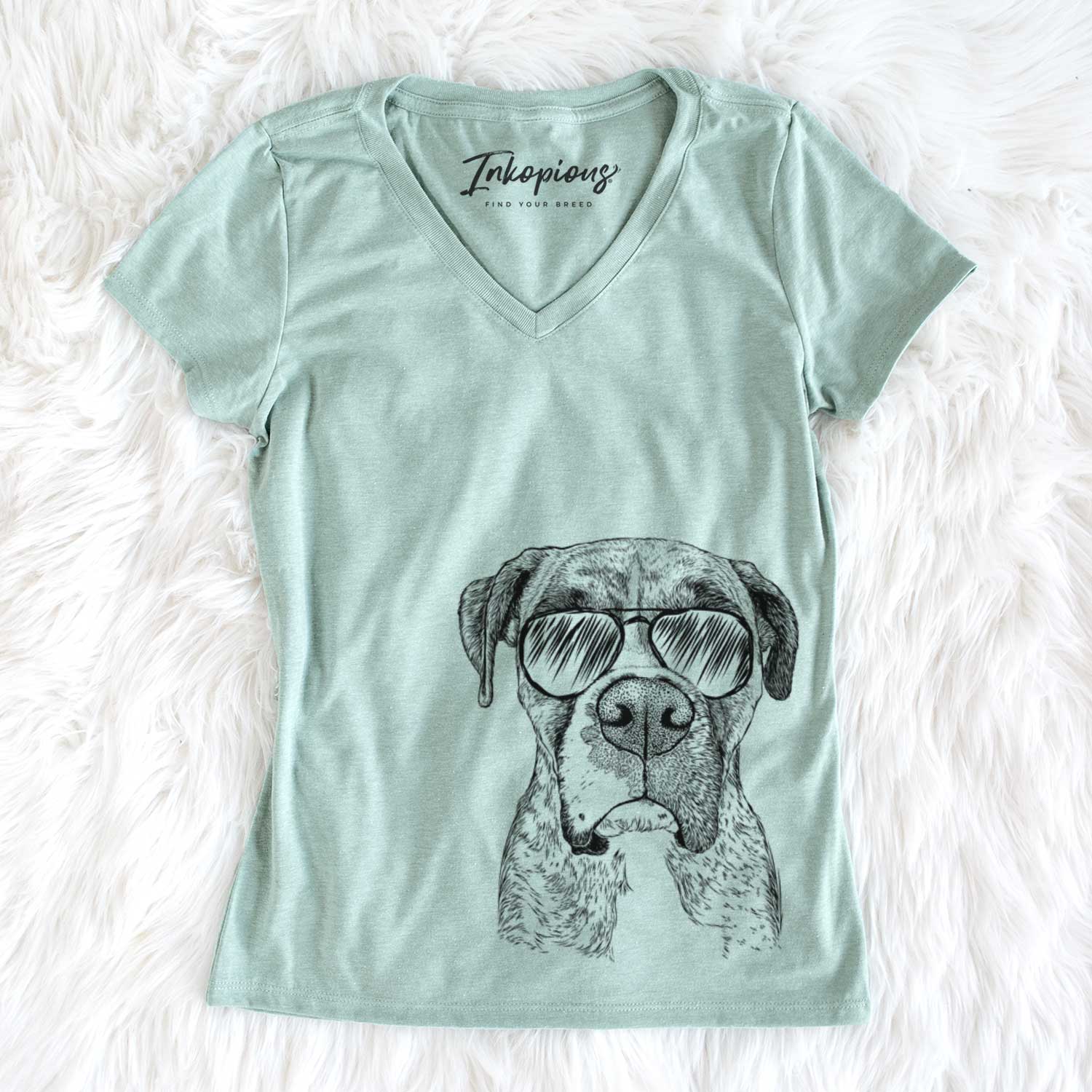 Aviator Rowdy Rex the Boxer - Women's V-neck Shirt