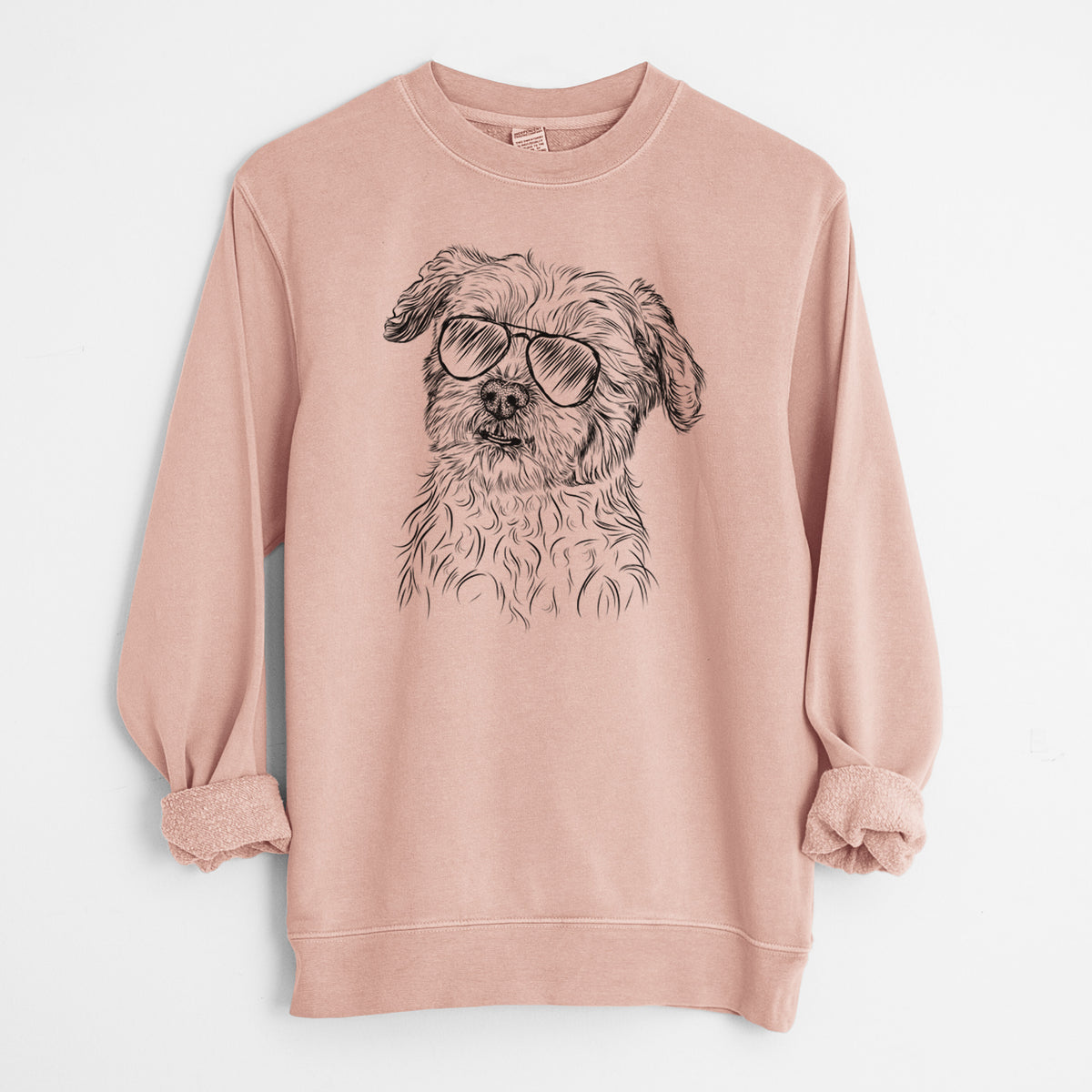 Aviator Roxie the Schnauzer Shih Tzu Mix - Unisex Pigment Dyed Crew Sweatshirt