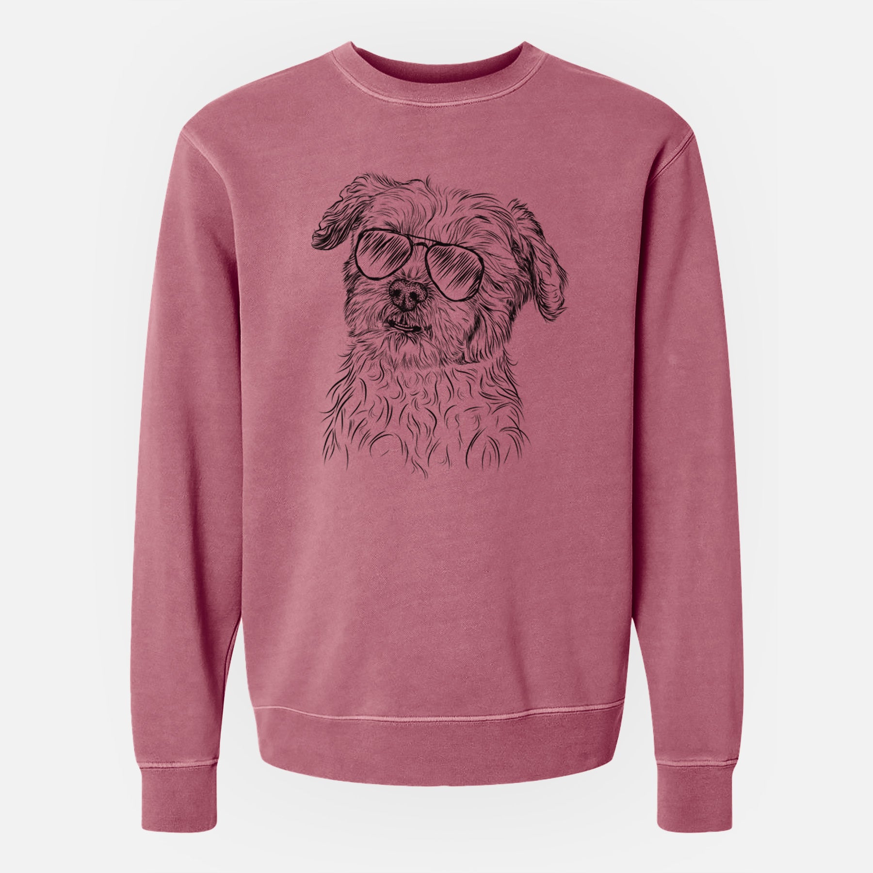 Aviator Roxie the Schnauzer Shih Tzu Mix - Unisex Pigment Dyed Crew Sweatshirt