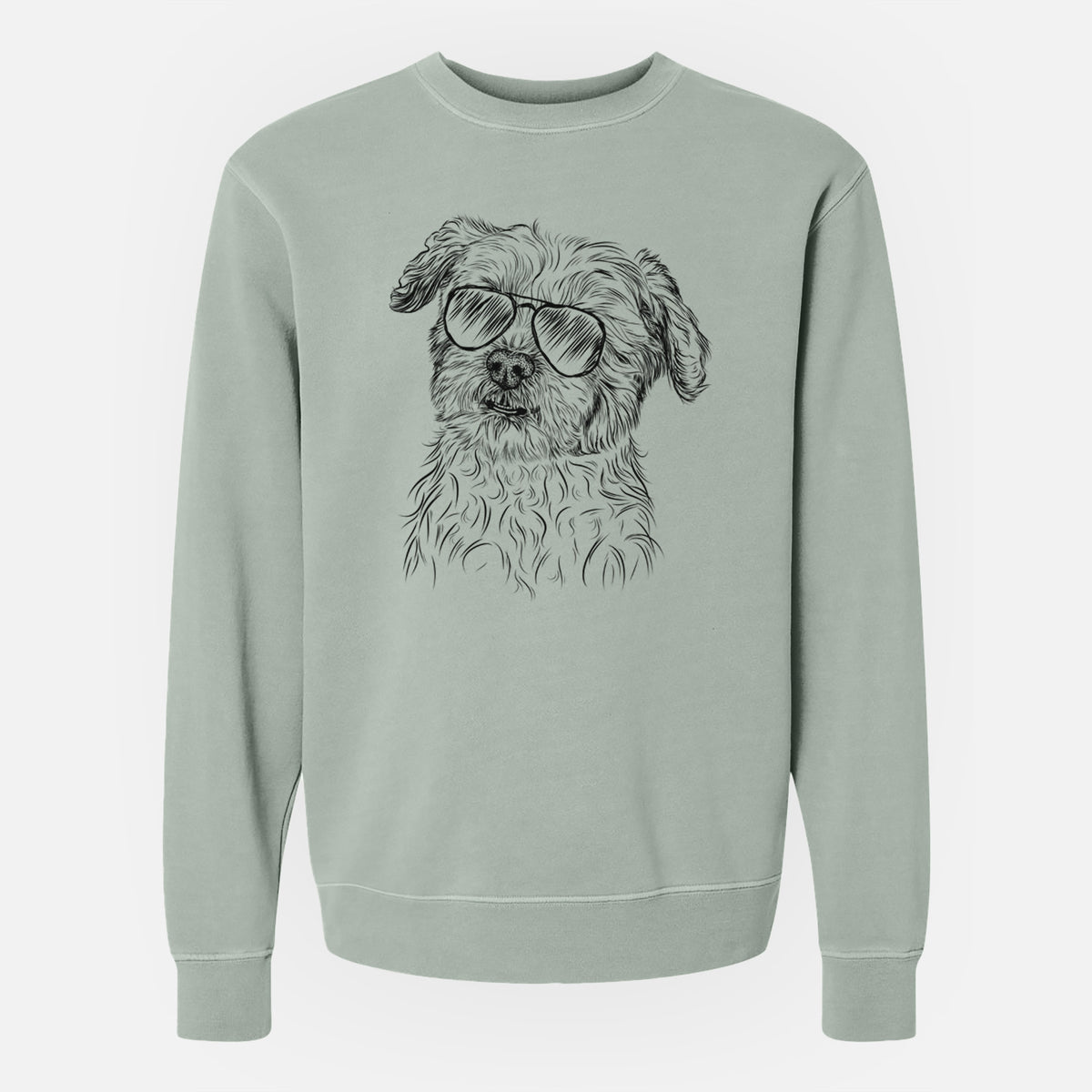 Aviator Roxie the Schnauzer Shih Tzu Mix - Unisex Pigment Dyed Crew Sweatshirt