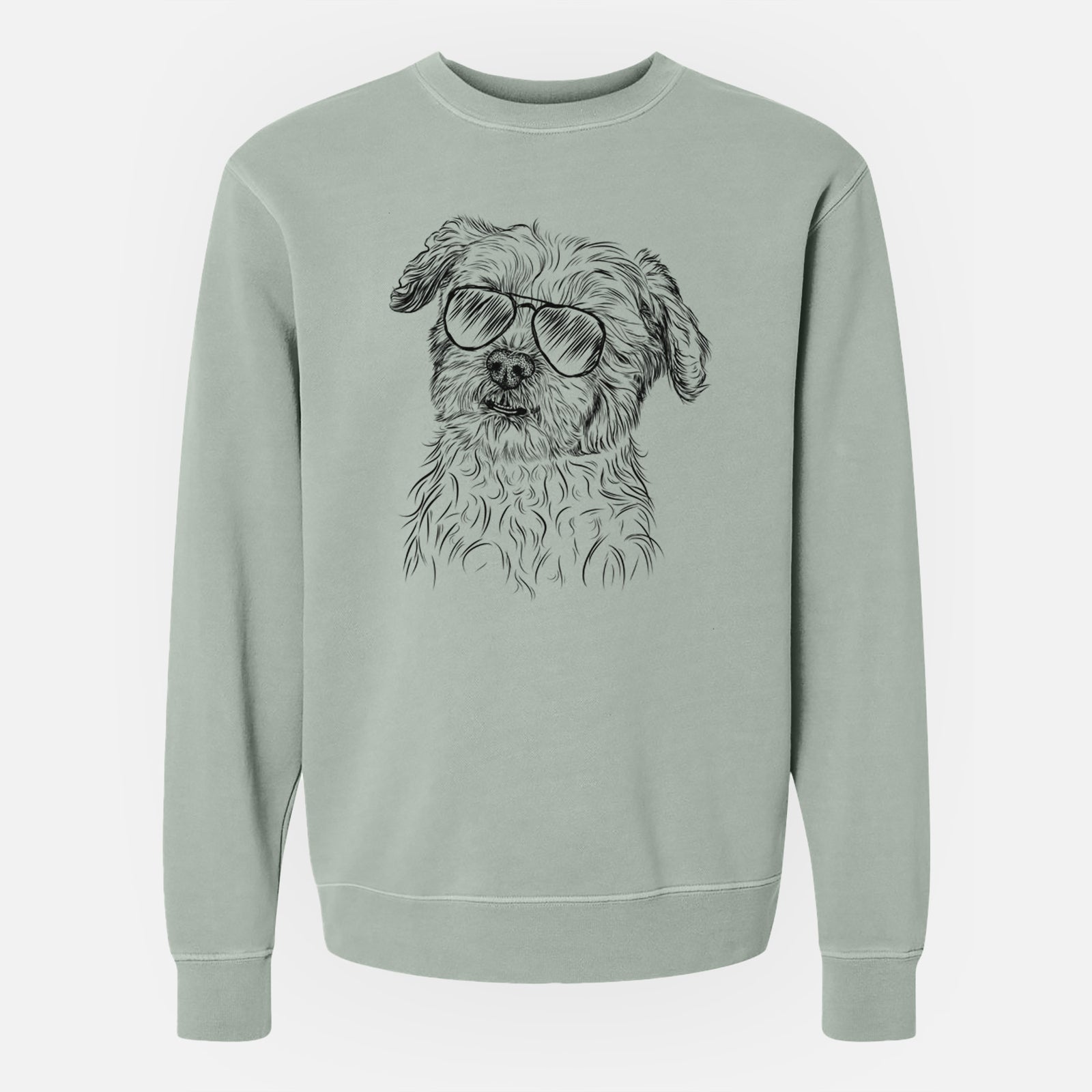 Aviator Roxie the Schnauzer Shih Tzu Mix - Unisex Pigment Dyed Crew Sweatshirt