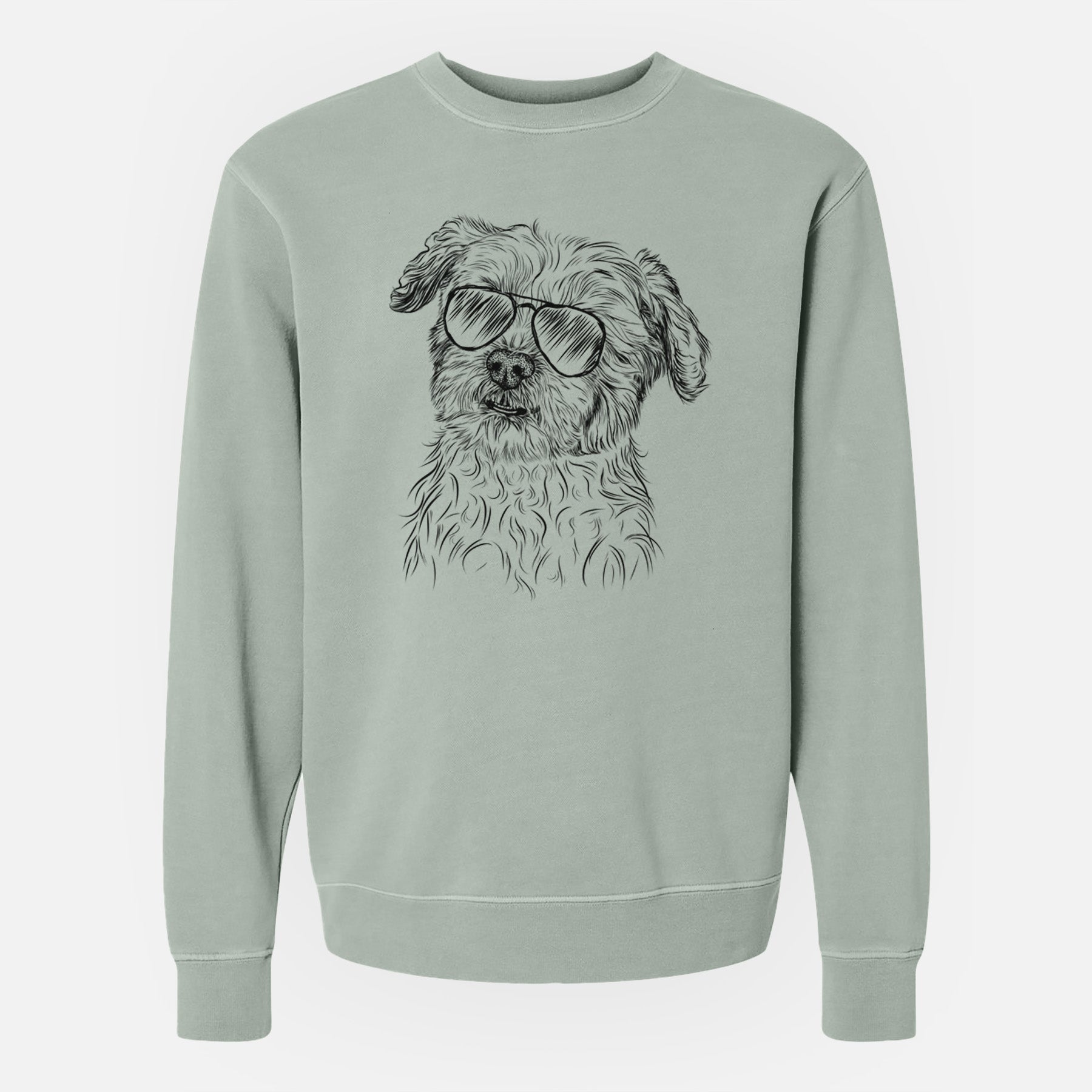 Aviator Roxie the Schnauzer Shih Tzu Mix - Unisex Pigment Dyed Crew Sweatshirt