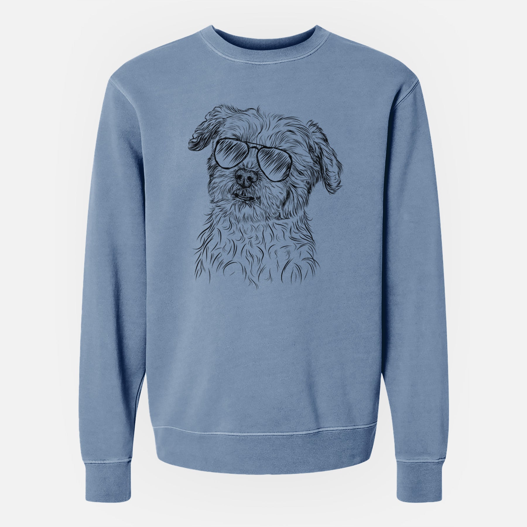 Aviator Roxie the Schnauzer Shih Tzu Mix - Unisex Pigment Dyed Crew Sweatshirt