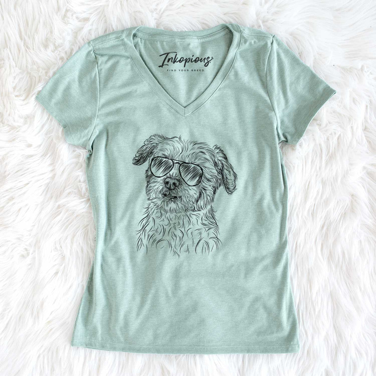 Aviator Roxie the Schnauzer Shih Tzu Mix - Women's V-neck Shirt