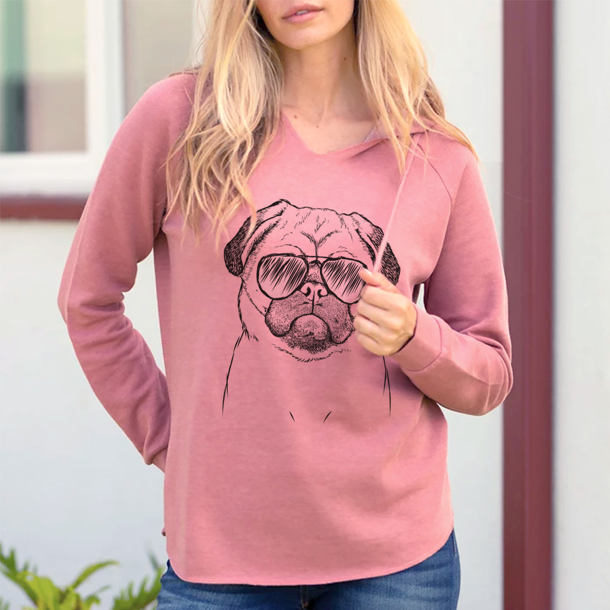 Aviator Ruby the Pug - Cali Wave Hooded Sweatshirt