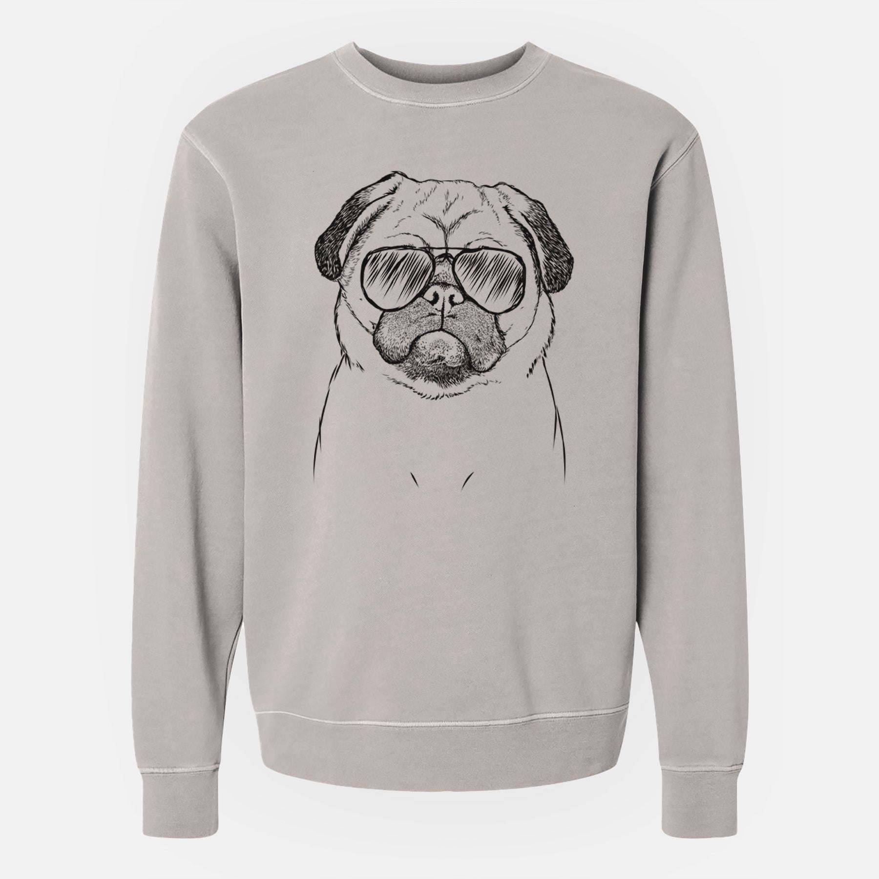 Aviator Ruby the Pug - Unisex Pigment Dyed Crew Sweatshirt