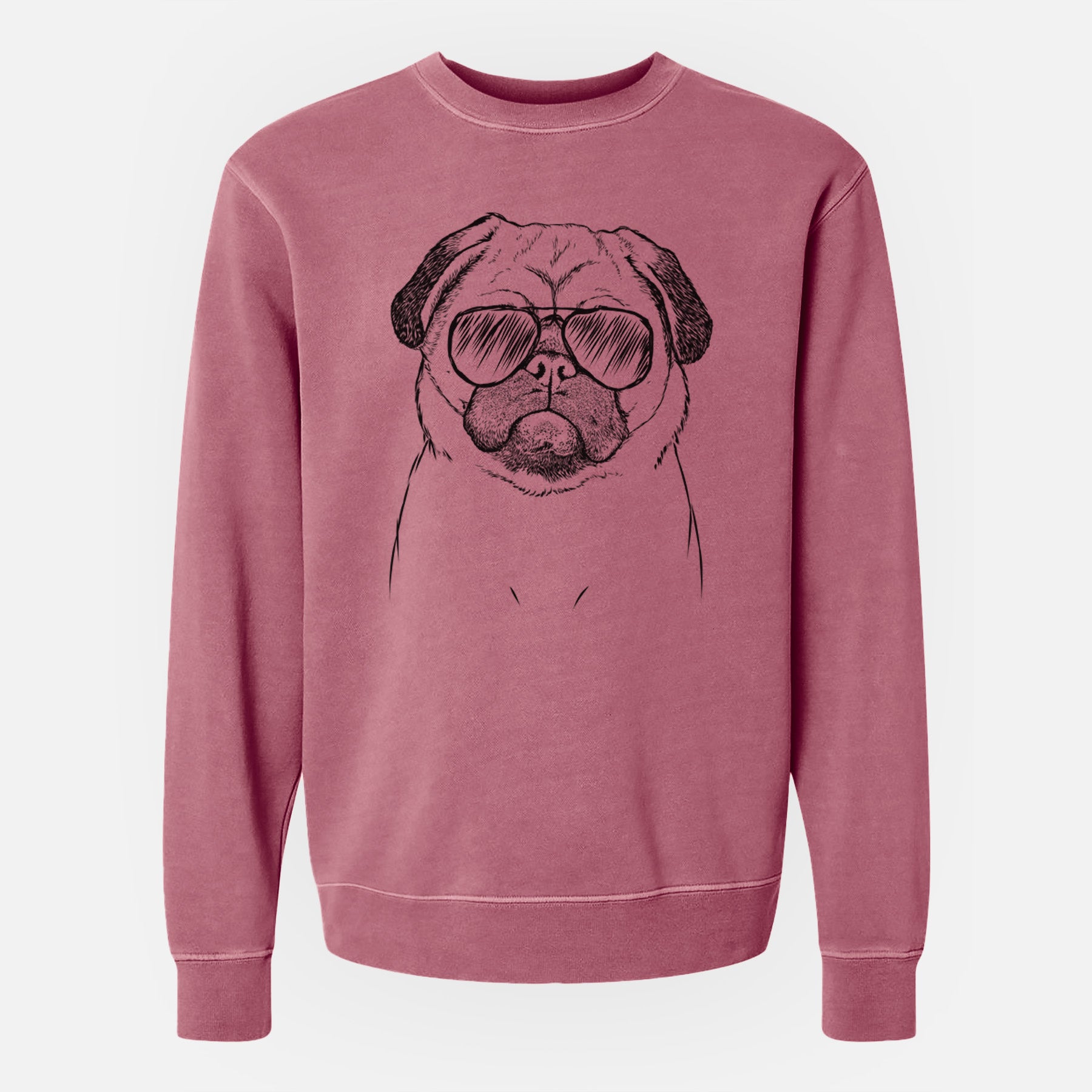 Aviator Ruby the Pug - Unisex Pigment Dyed Crew Sweatshirt